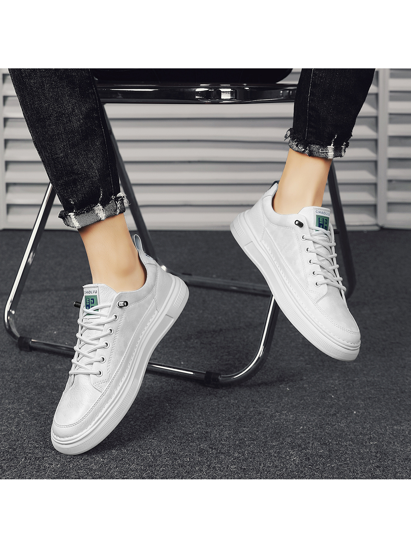 White Plain Lace Ups Casual Shoes