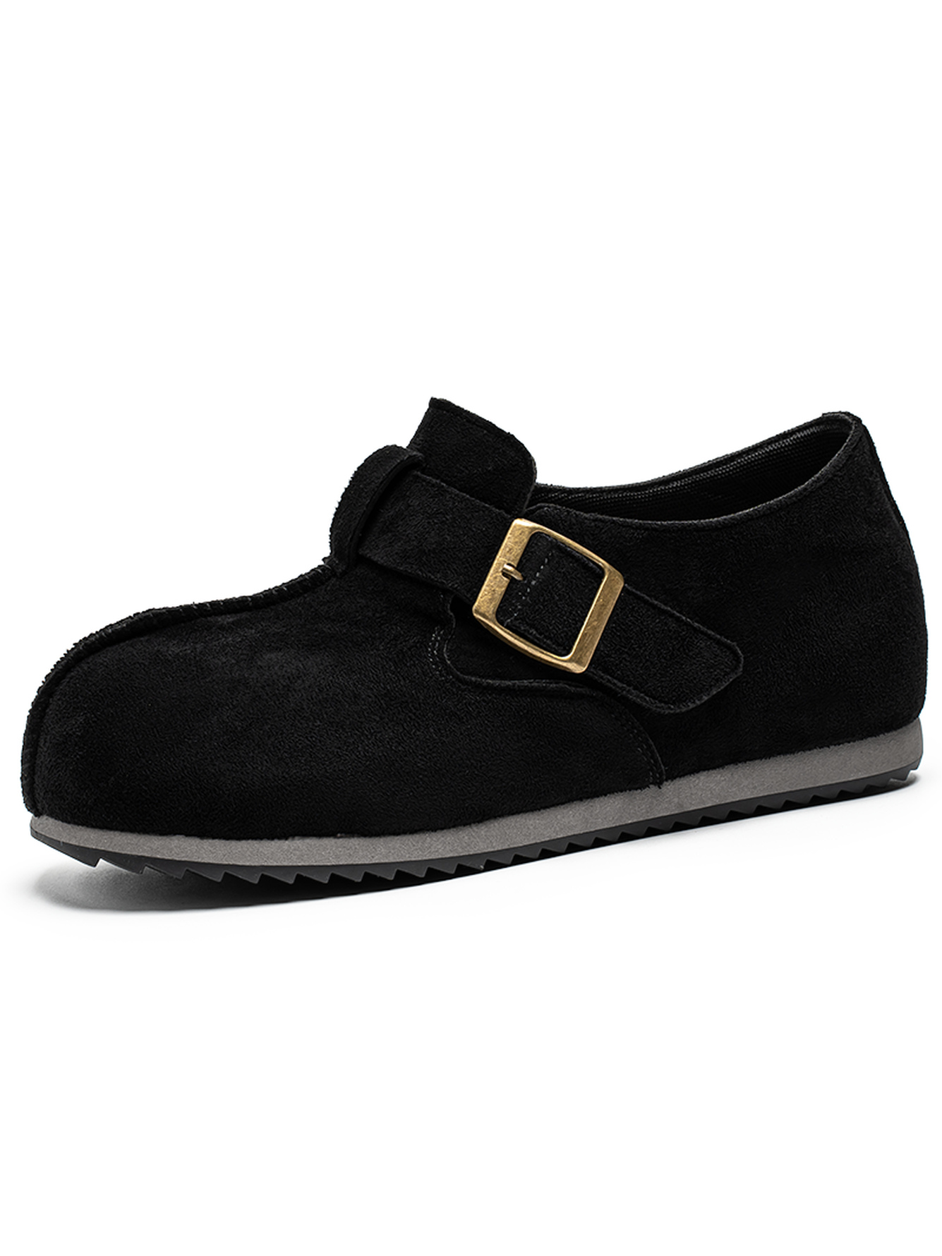Black Plain Buckle Loafers
