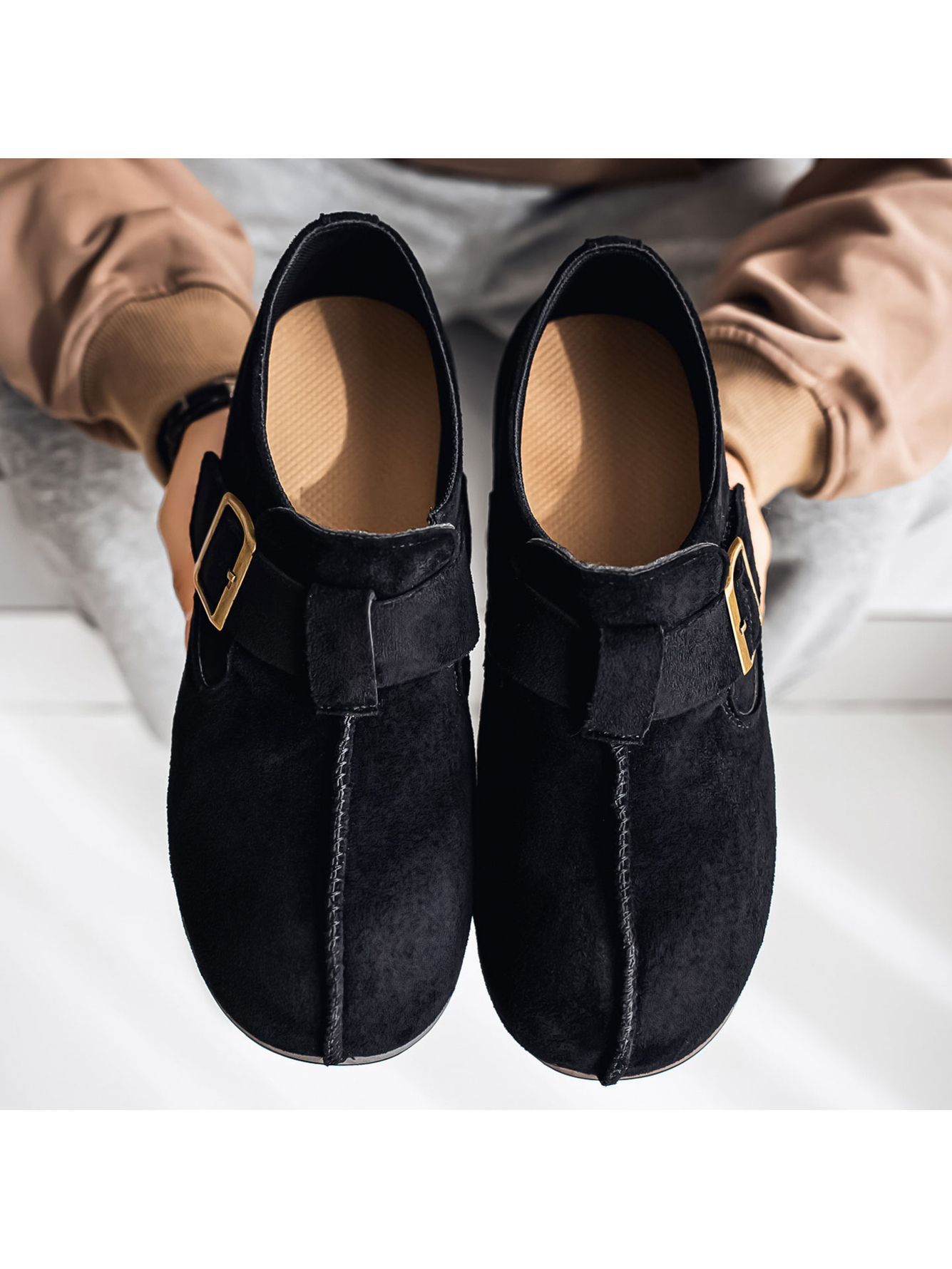 Black Plain Buckle Loafers