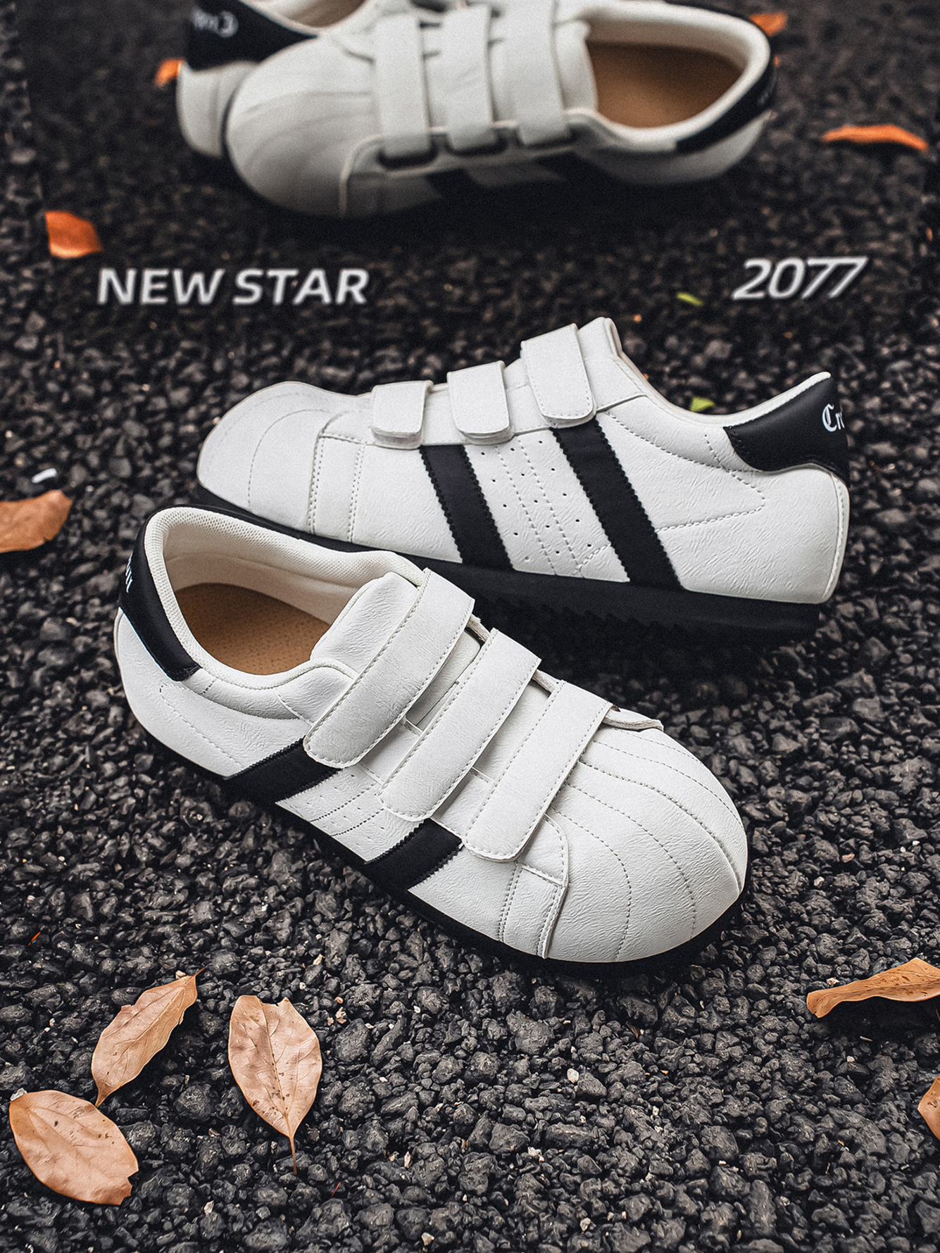 White Plain Velcro Sneakers