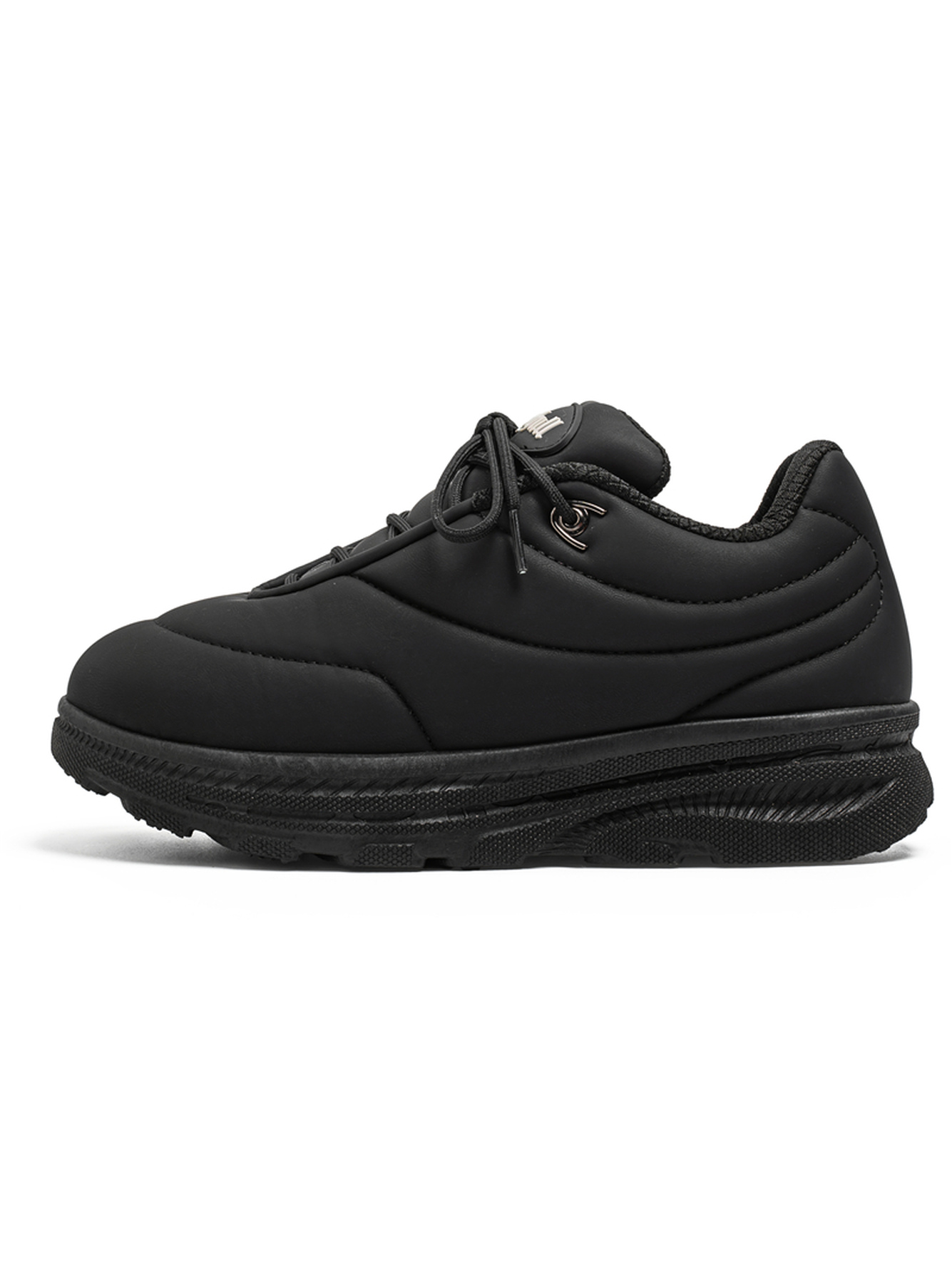 Black Plain Lace Ups Sneakers