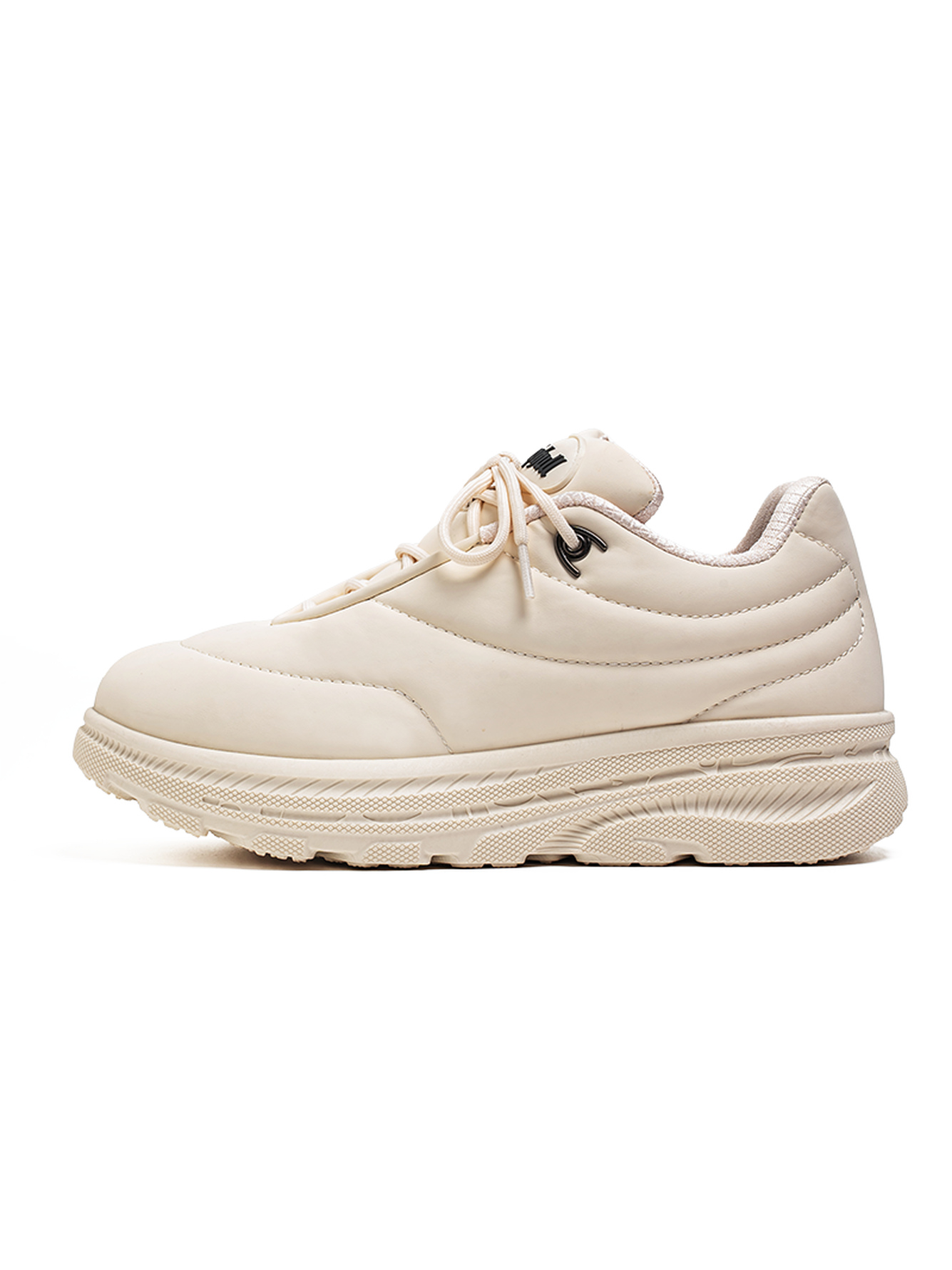 Beige Plain Lace Ups Sneakers