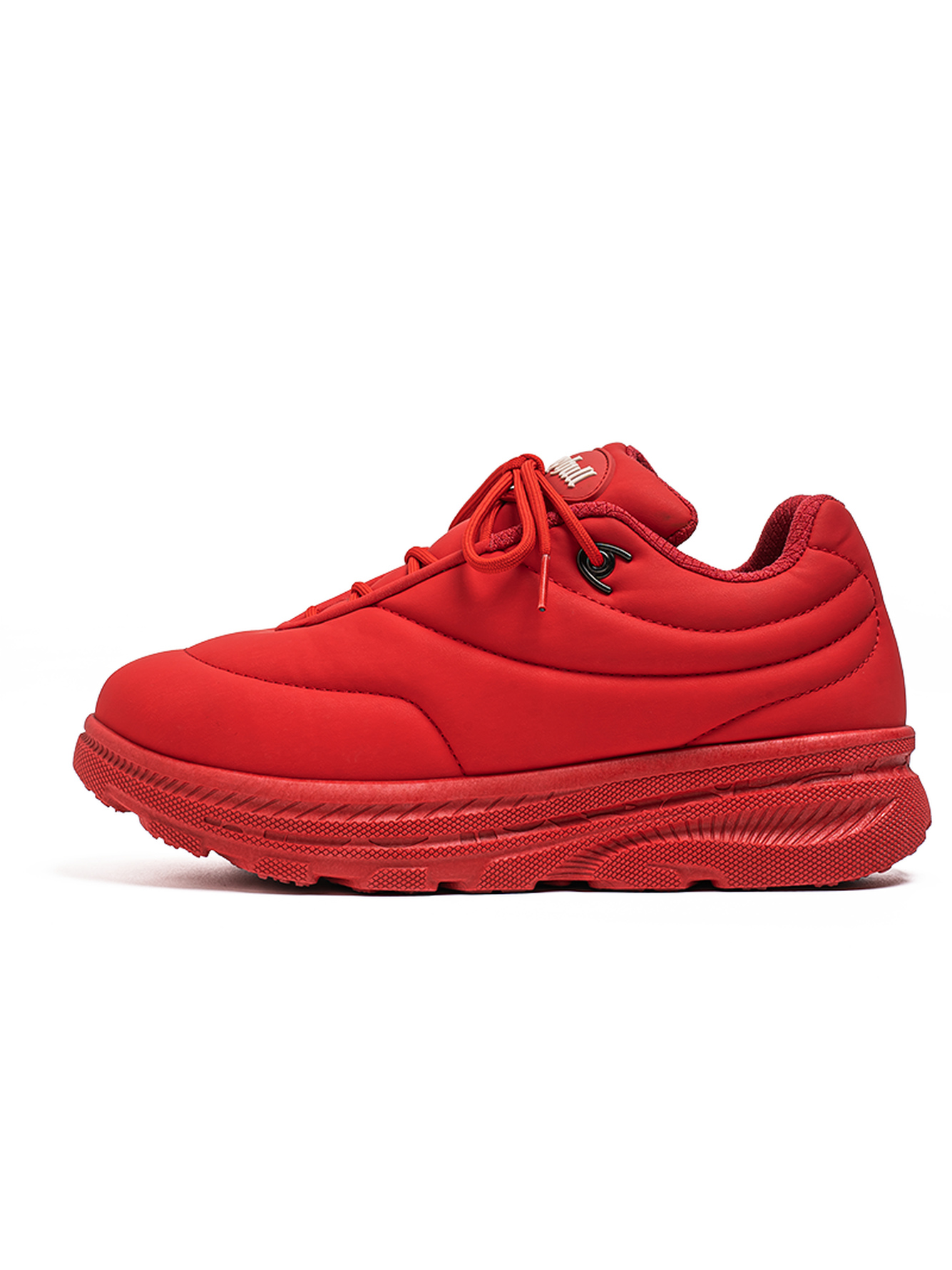 Red Plain Lace Ups Sneakers