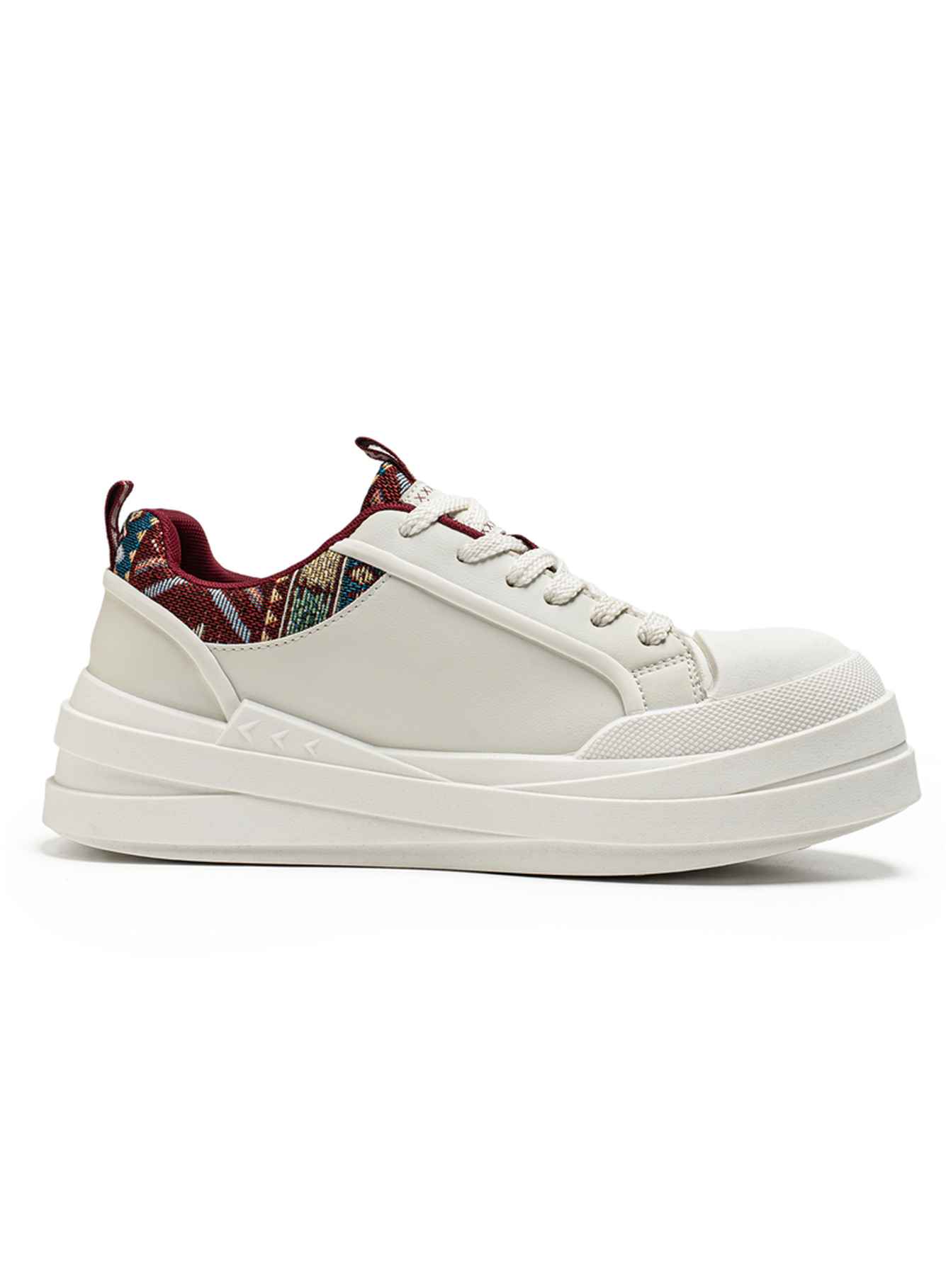 White Textured Lace Ups Sneakers