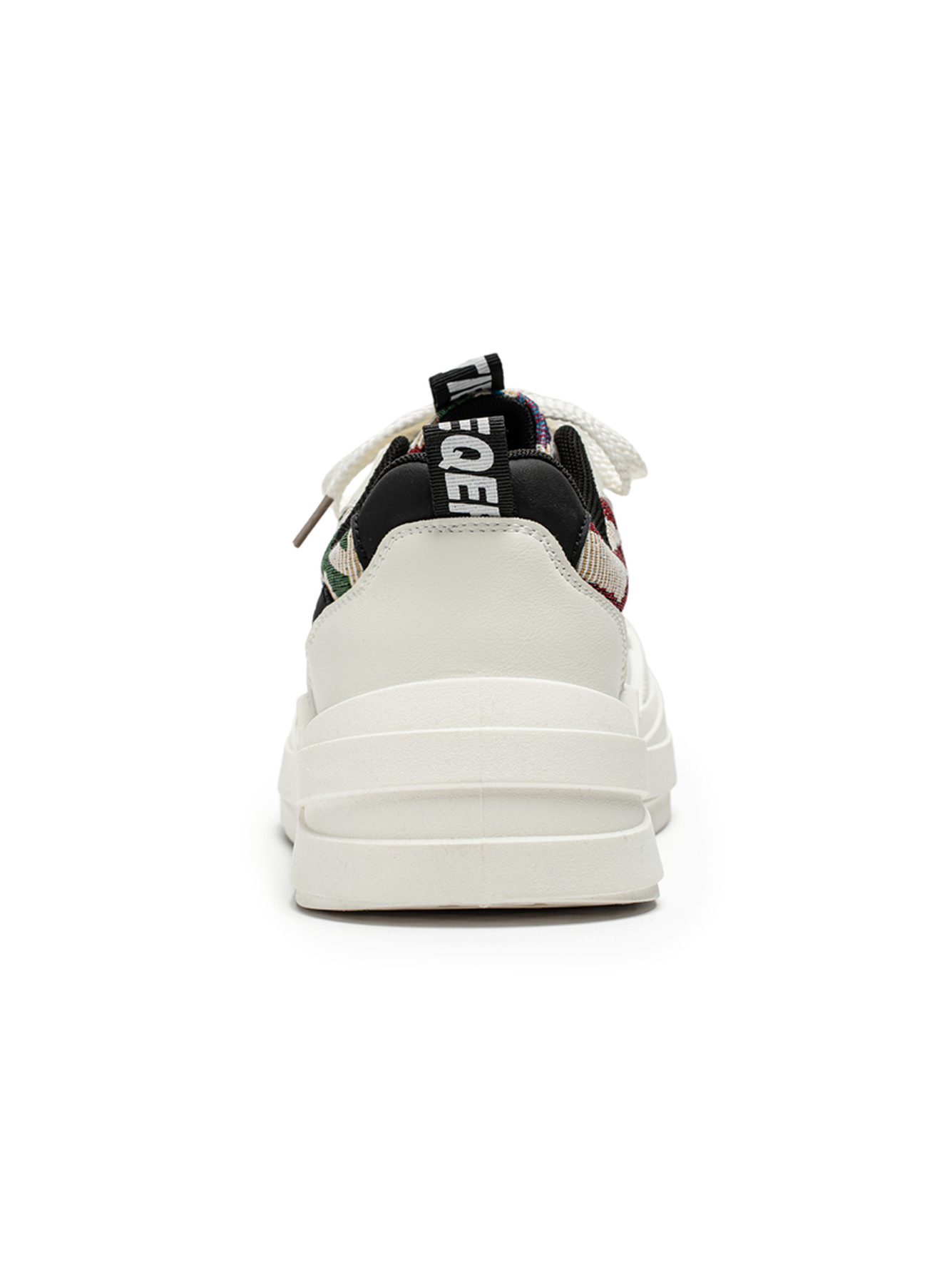 White Textured Lace Ups Sneakers