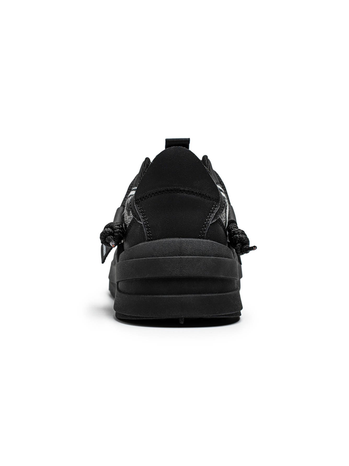 Black Textured Lace Ups Sneakers
