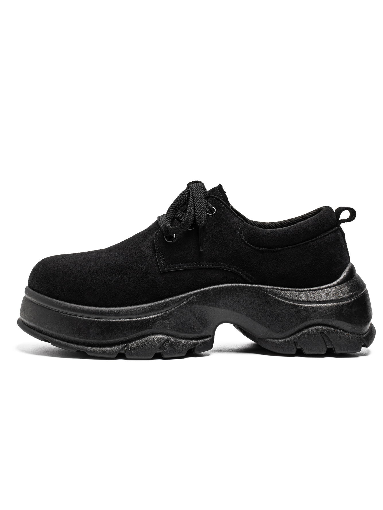 Black Plain Lace Ups Sneakers