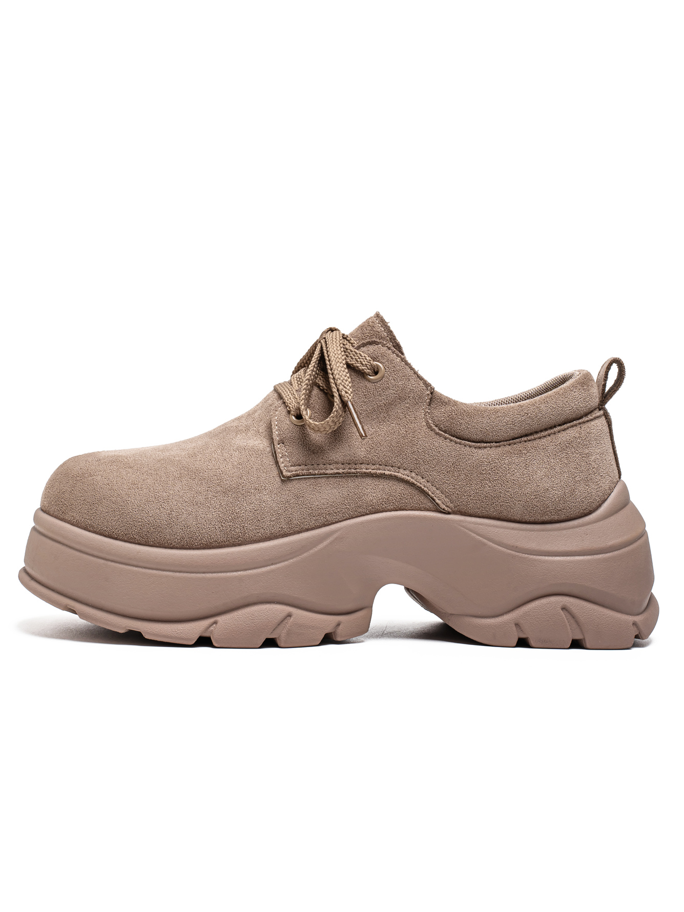 Beige Plain Lace Ups Oxfords
