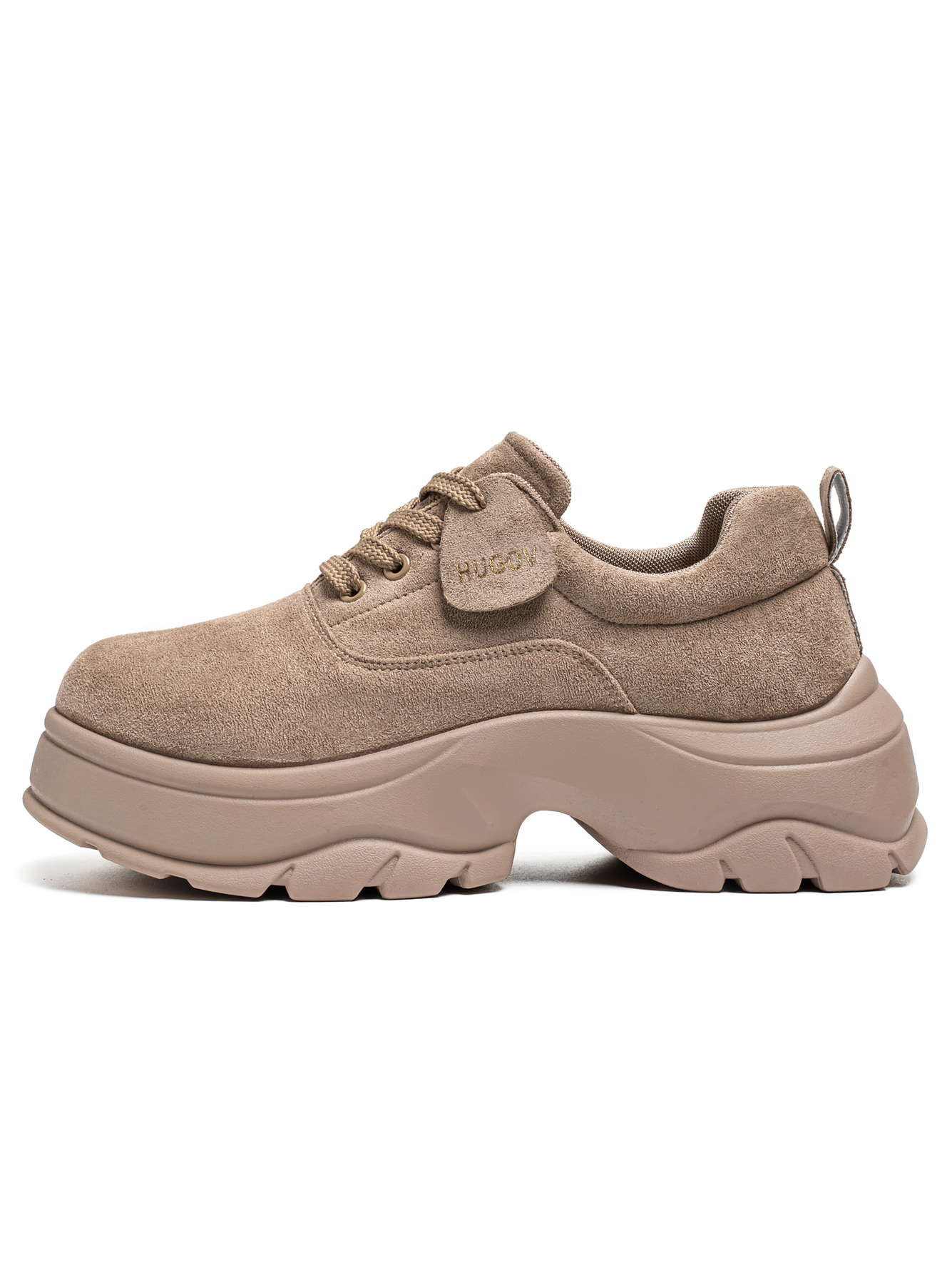 Beige Plain Lace Ups Sneakers