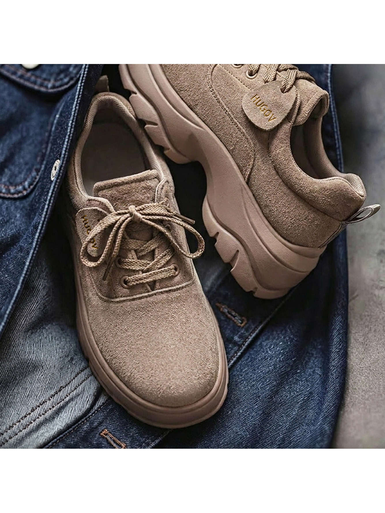 Beige Plain Lace Ups Sneakers
