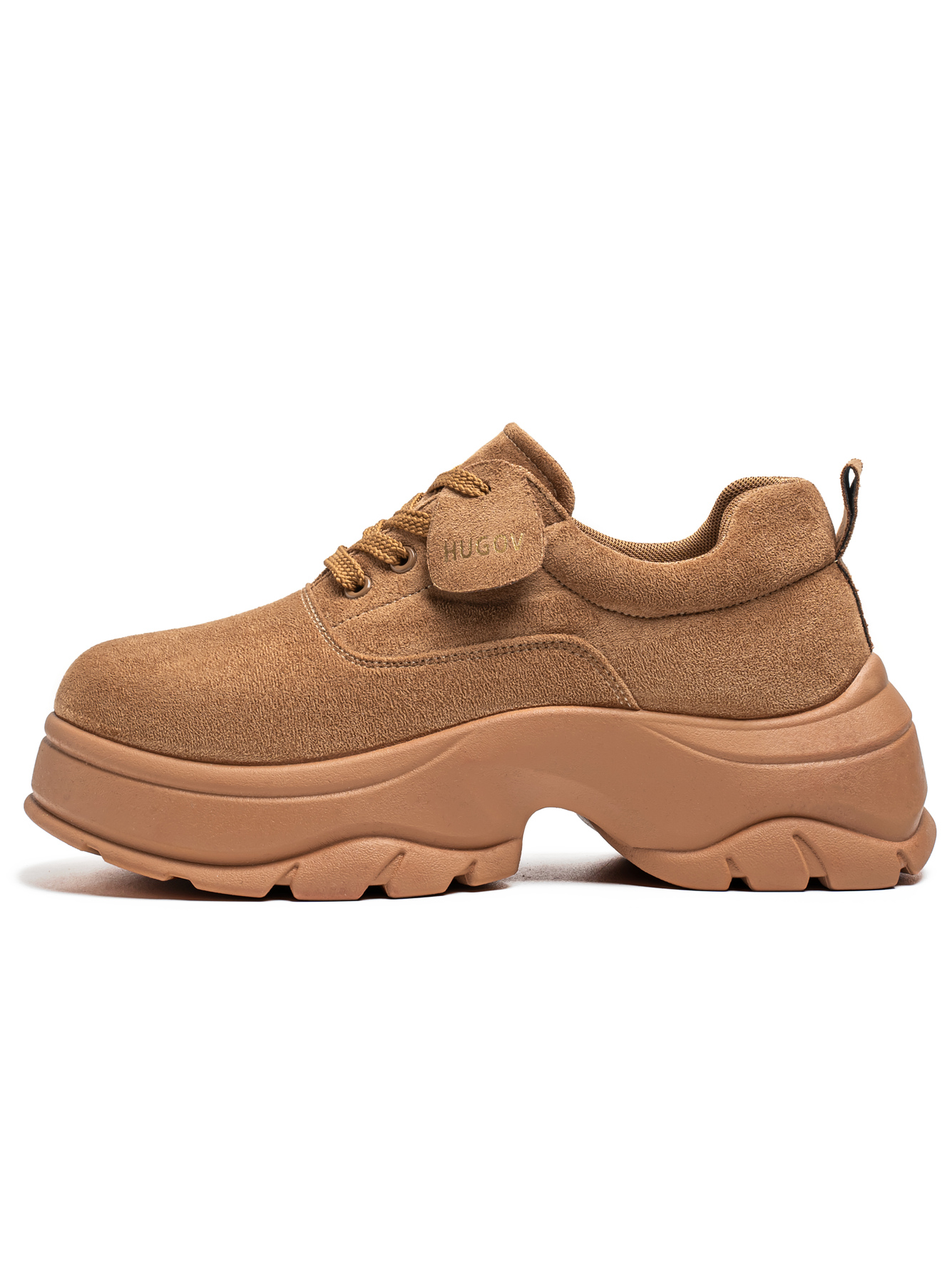 Mens Casual Yellow Suede Platform Sneakers