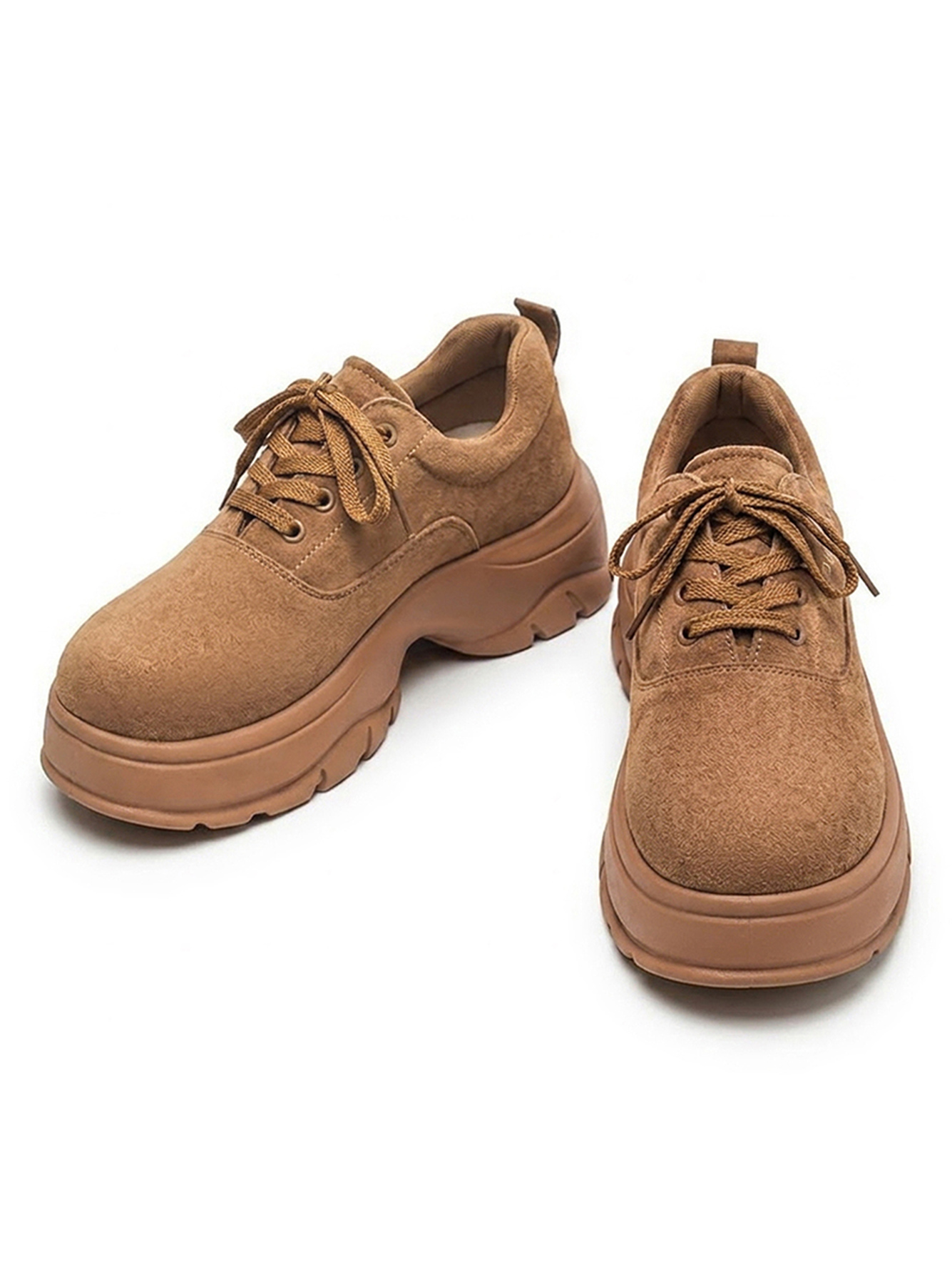 Mens Casual Yellow Suede Platform Sneakers