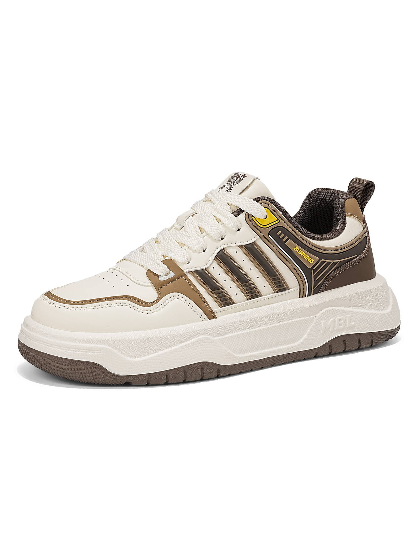 Beige Plain Lace Ups Sneakers