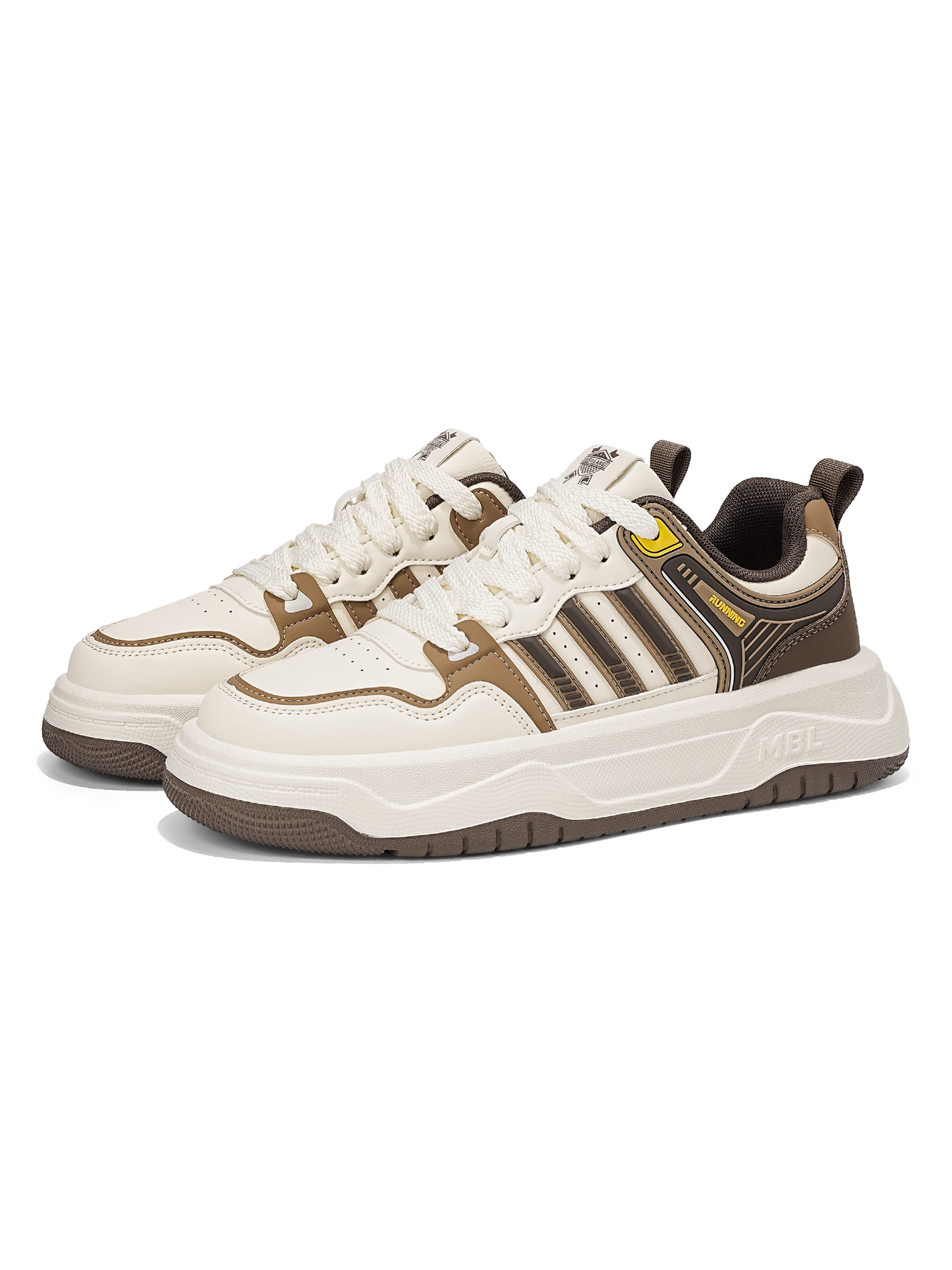 Beige Plain Lace Ups Sneakers