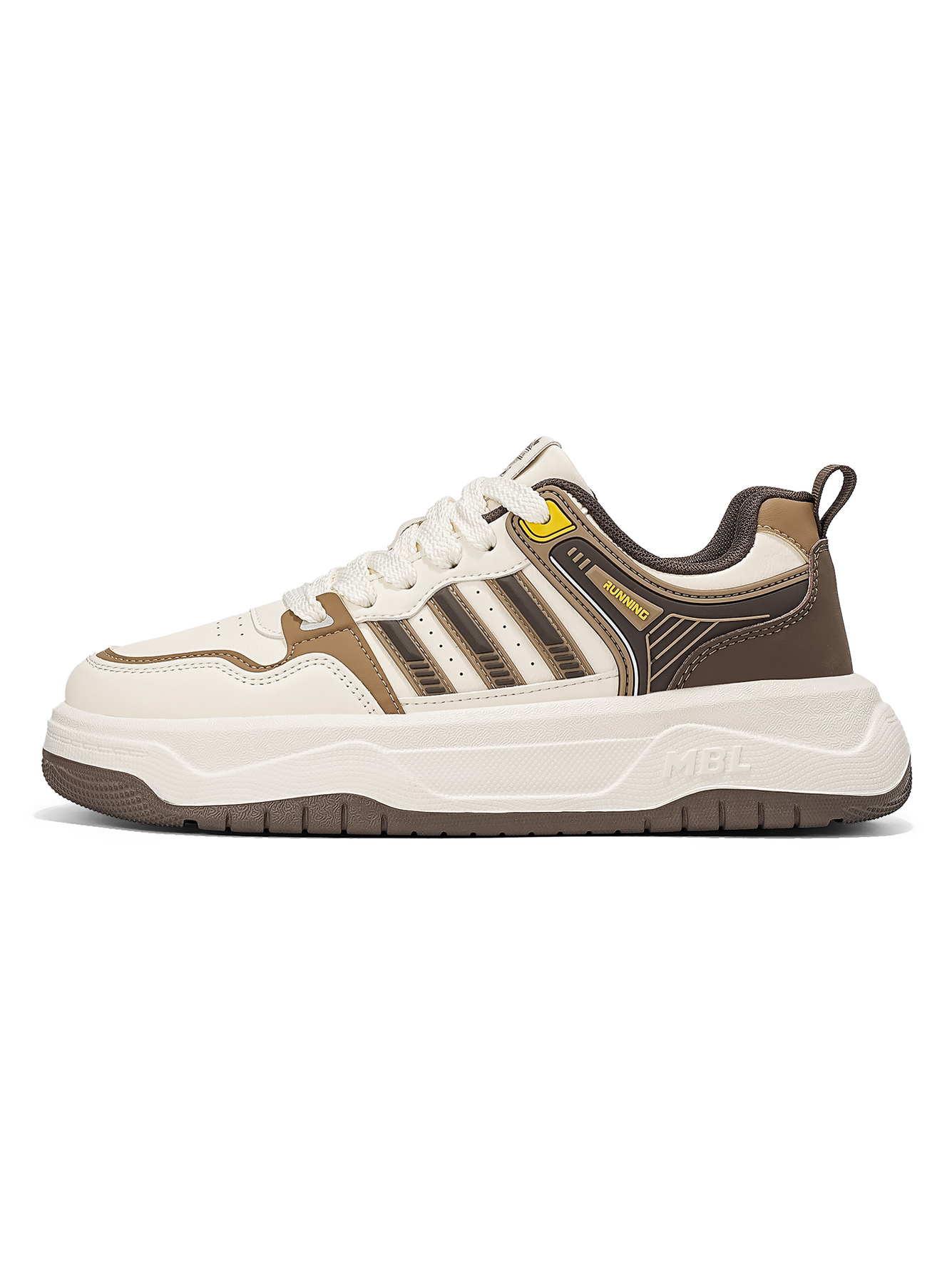 Beige Plain Lace Ups Sneakers