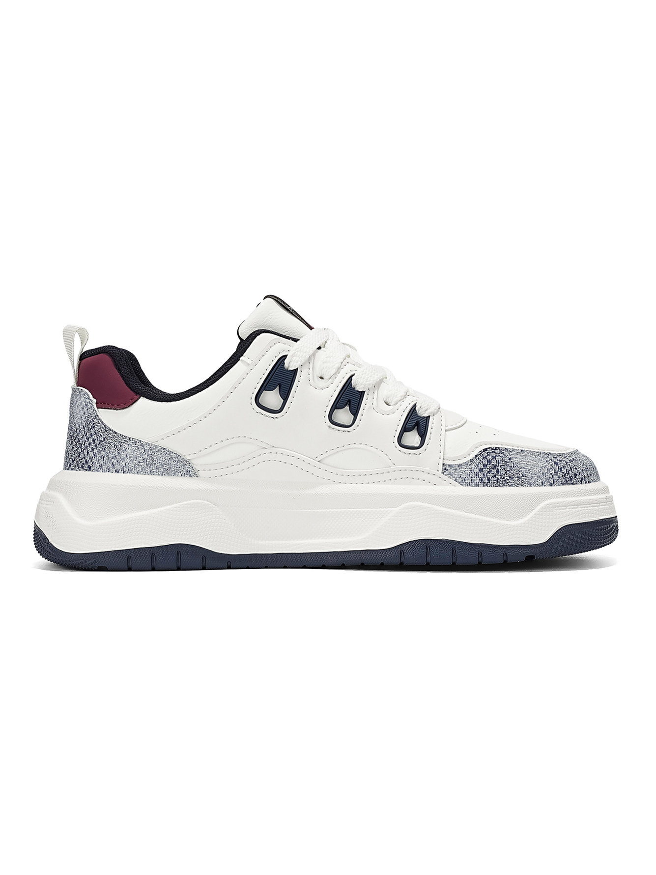 White Plain Lace Ups Sneakers