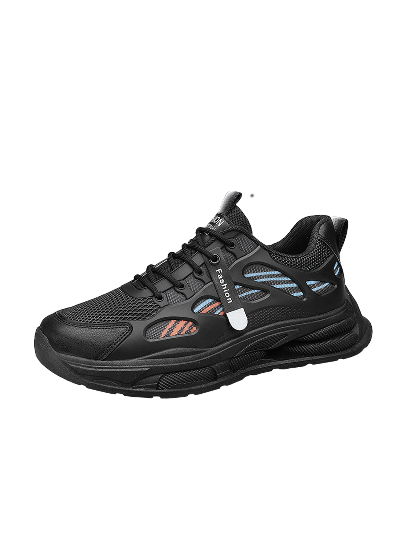 Black Plain Lace Ups Sneakers