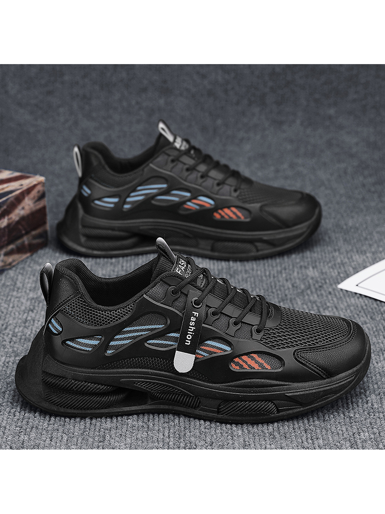 Black Plain Lace Ups Sneakers
