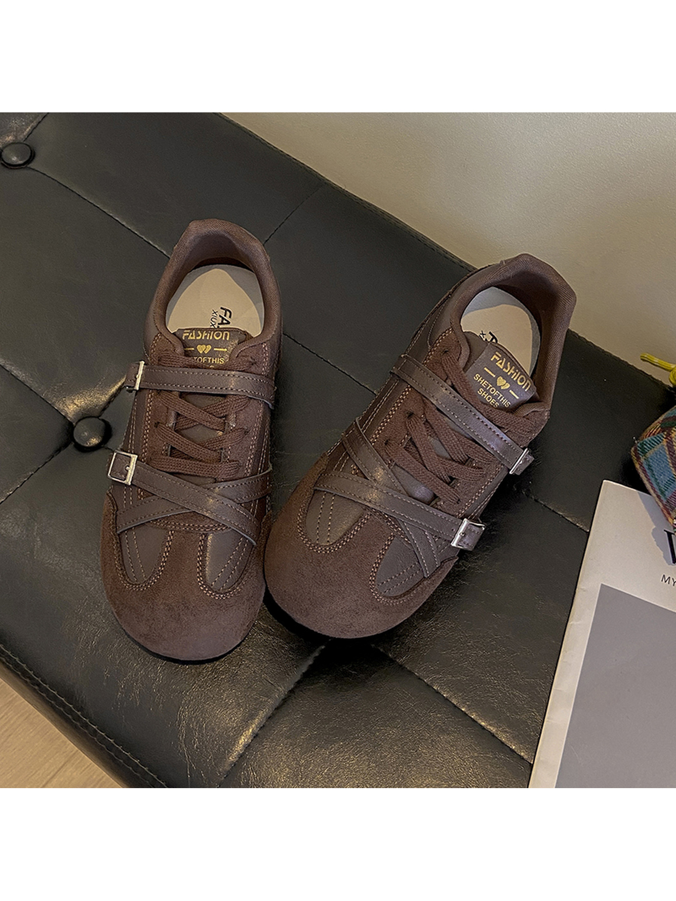 Brown Classic Buckle Sneakers