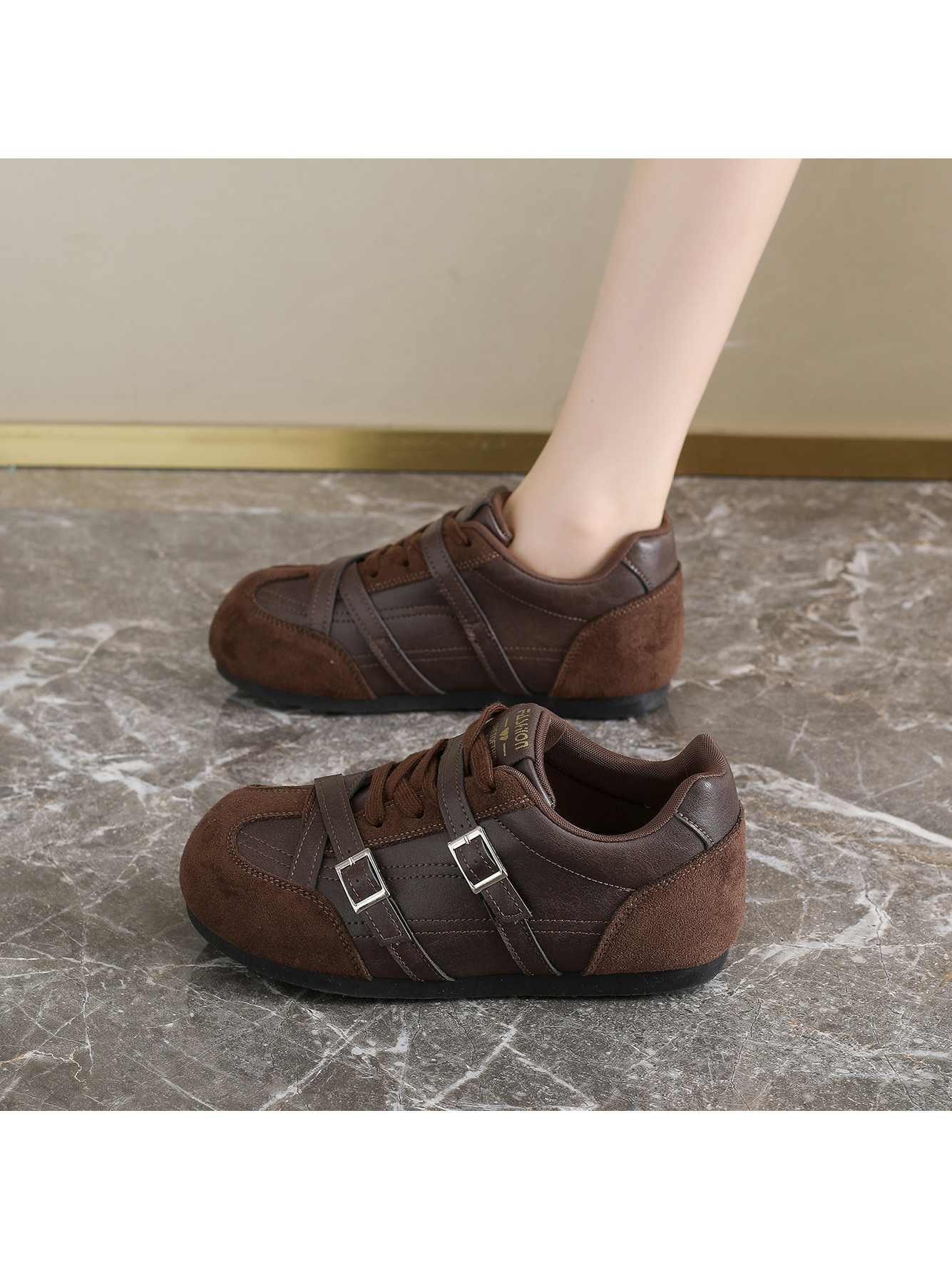Brown Classic Buckle Sneakers