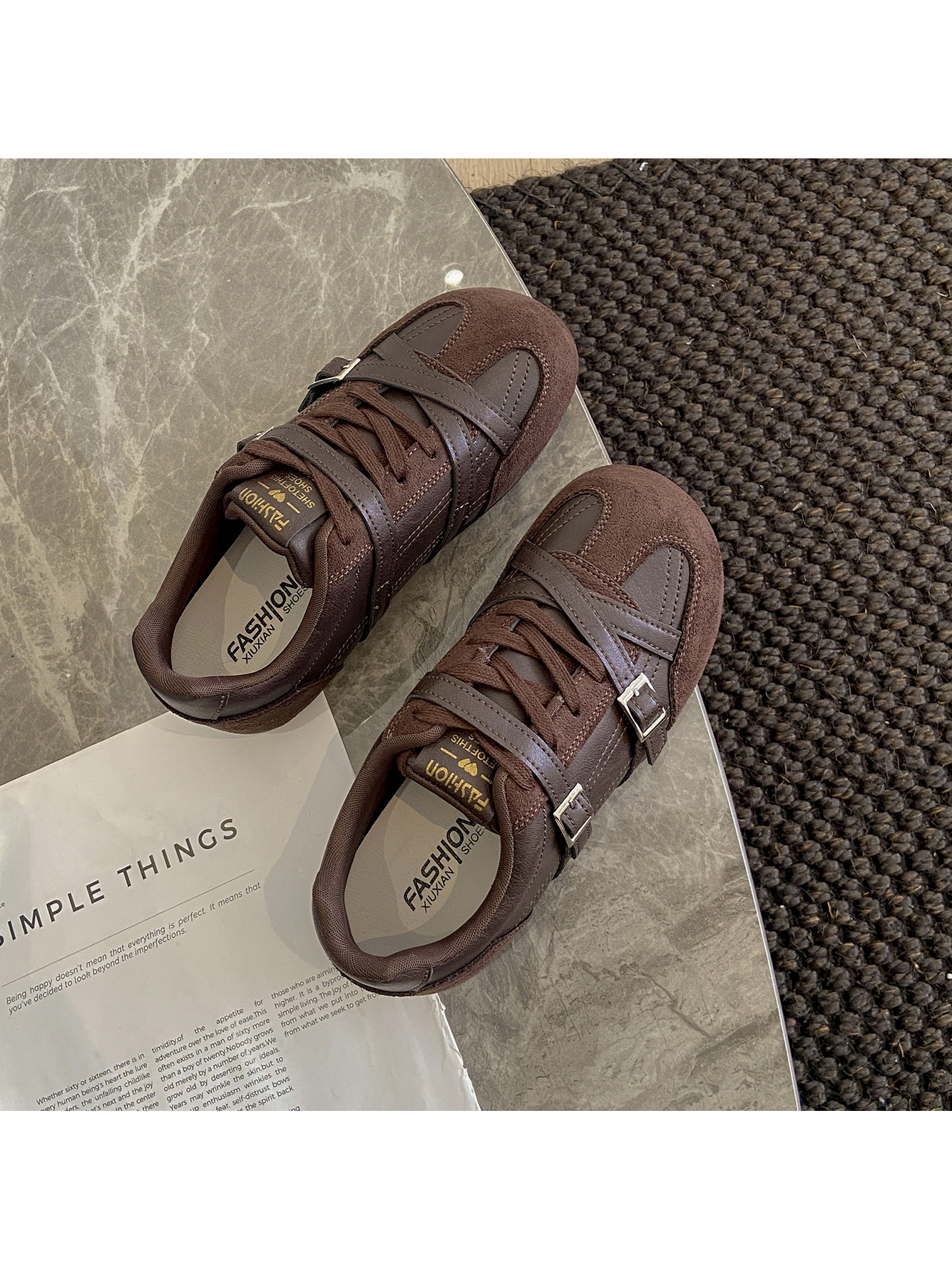 Brown Classic Buckle Sneakers