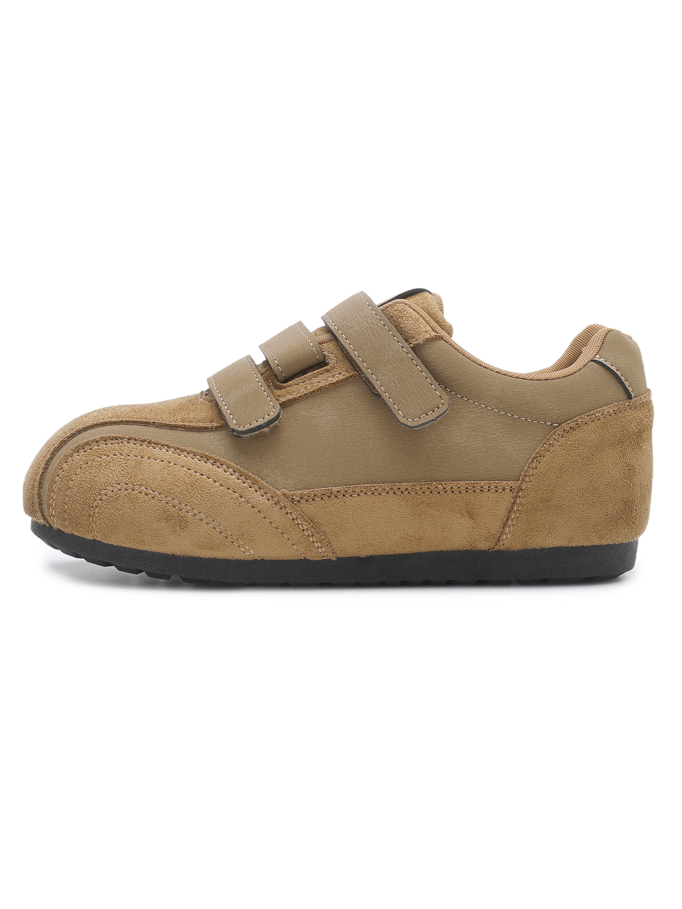 Womens Beige Suede Velcro Sneakers - Sports and Casual Comfort