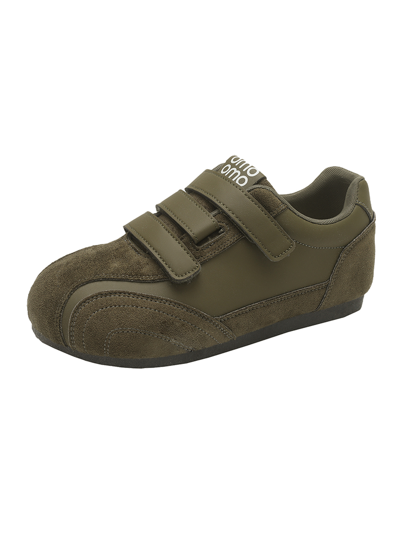Olive Suede Velcro Sneakers for Women - Comfort and Style