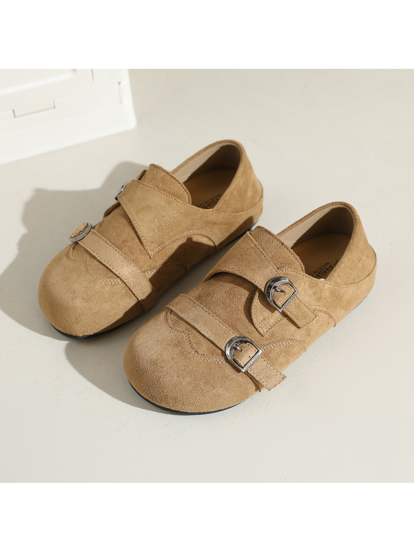 Beige Plain Slip On Sandals