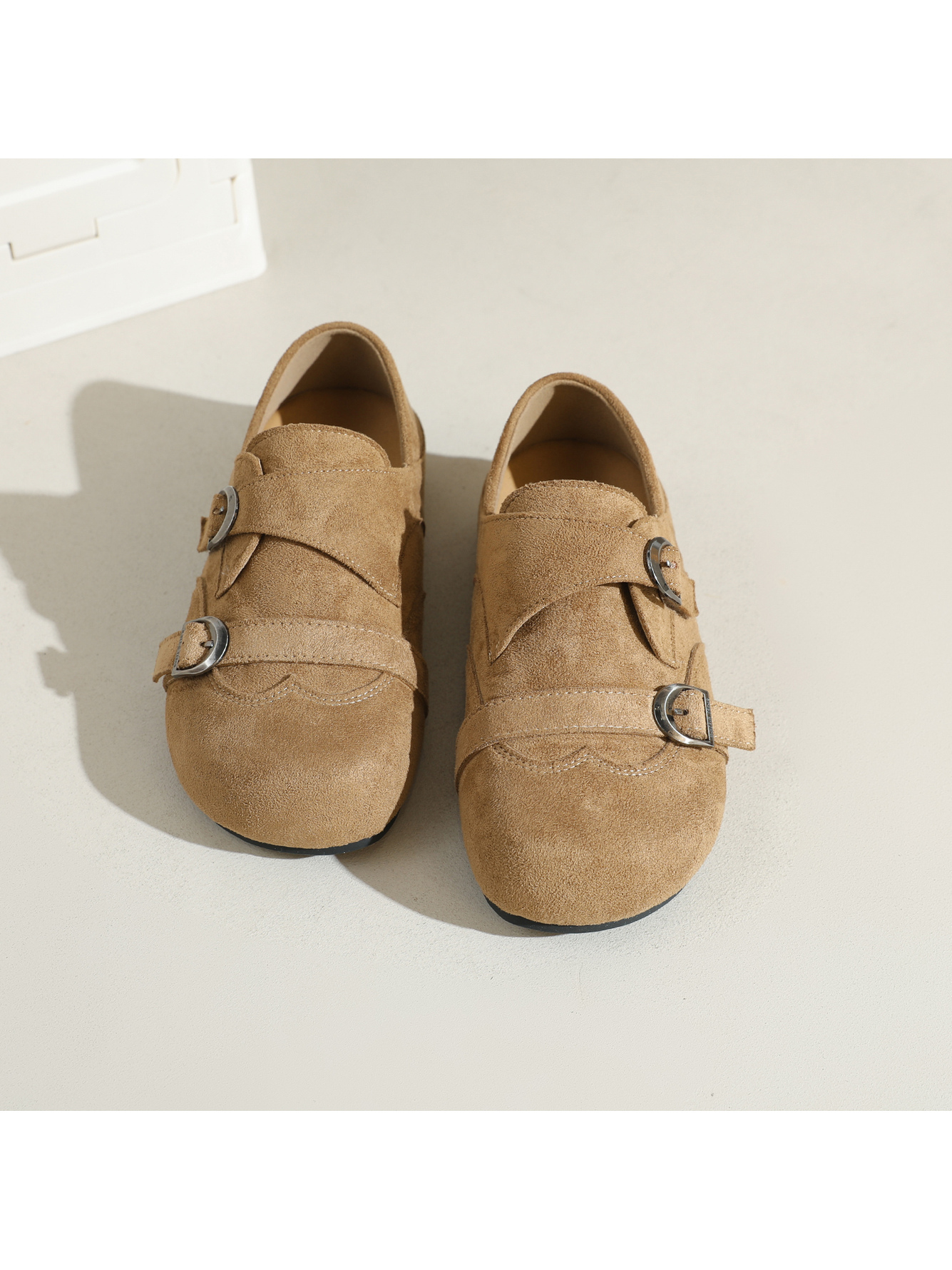 Beige Plain Slip On Sandals