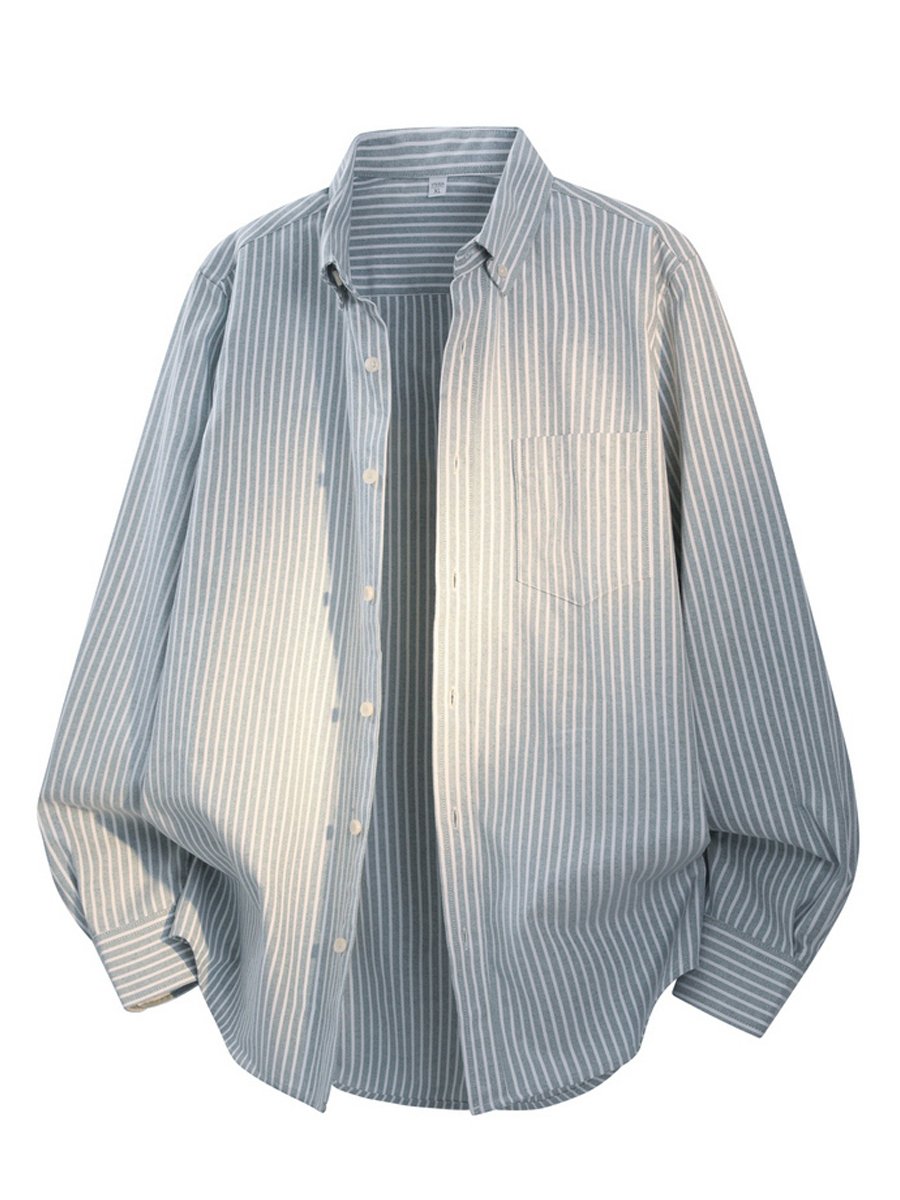 Green Striped Long Sleeves Regular Shirt