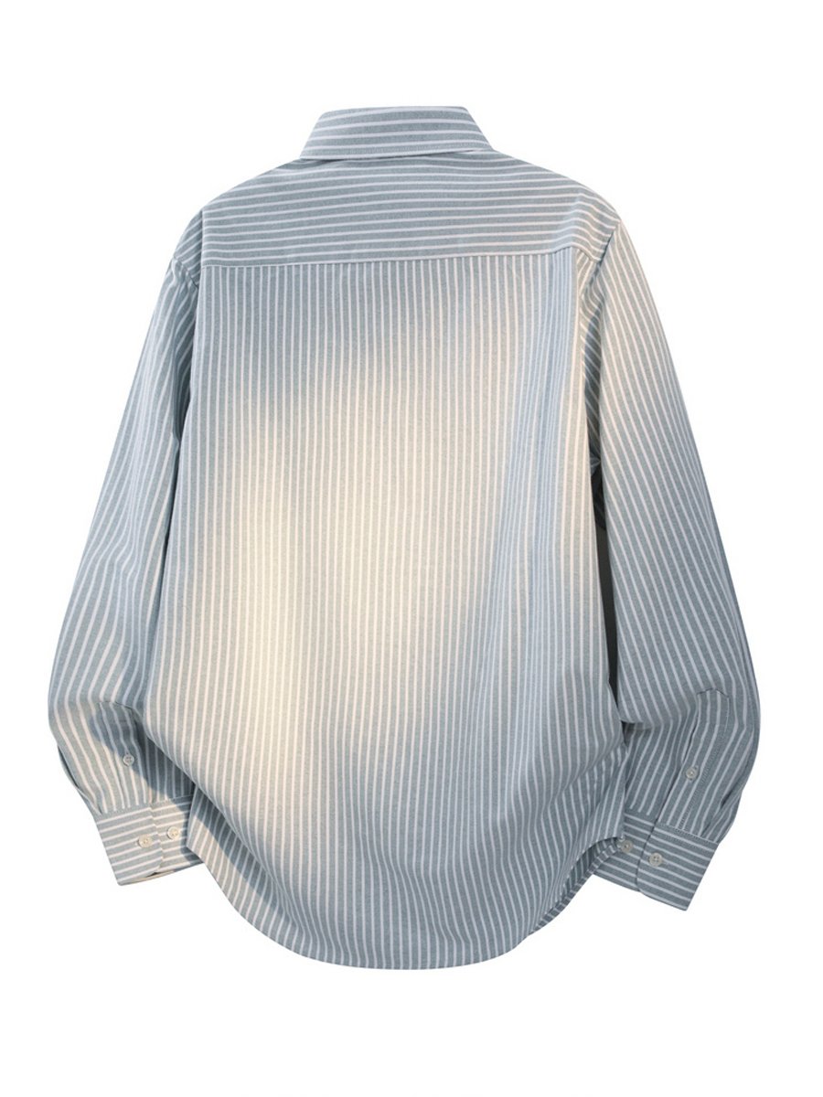 Green Striped Long Sleeves Regular Shirt