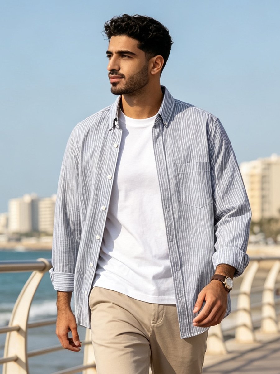 Grey Solid Long Sleeves Regular Shirt