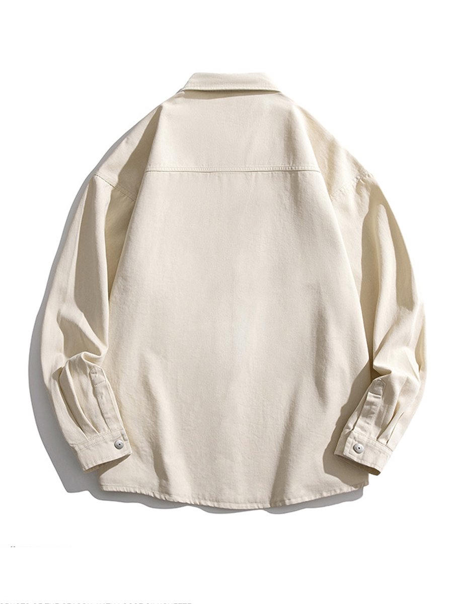 Beige Solid Oversized Shirt