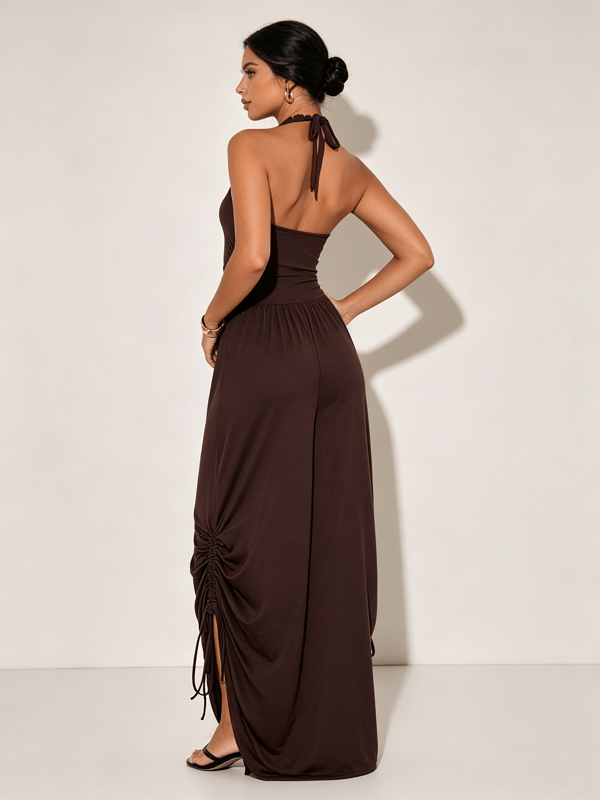 Brown Solid Jumpsuit