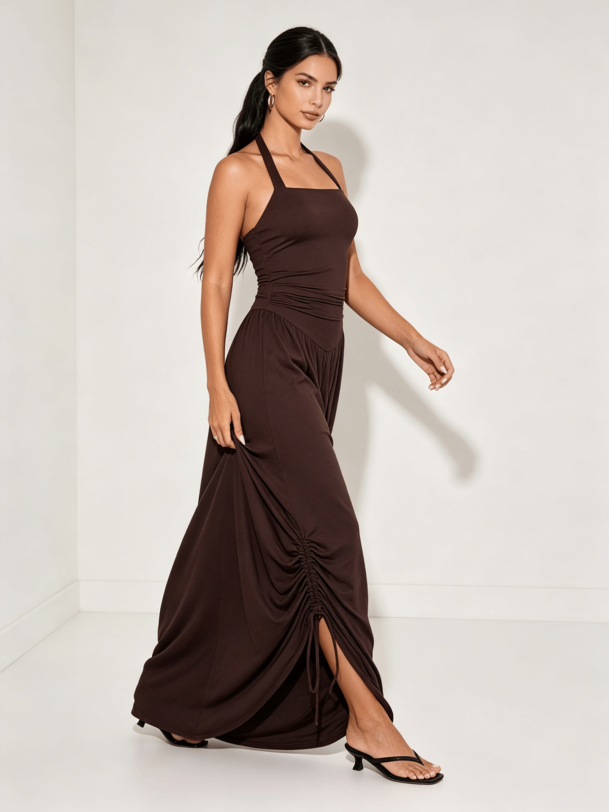 Brown Solid Jumpsuit