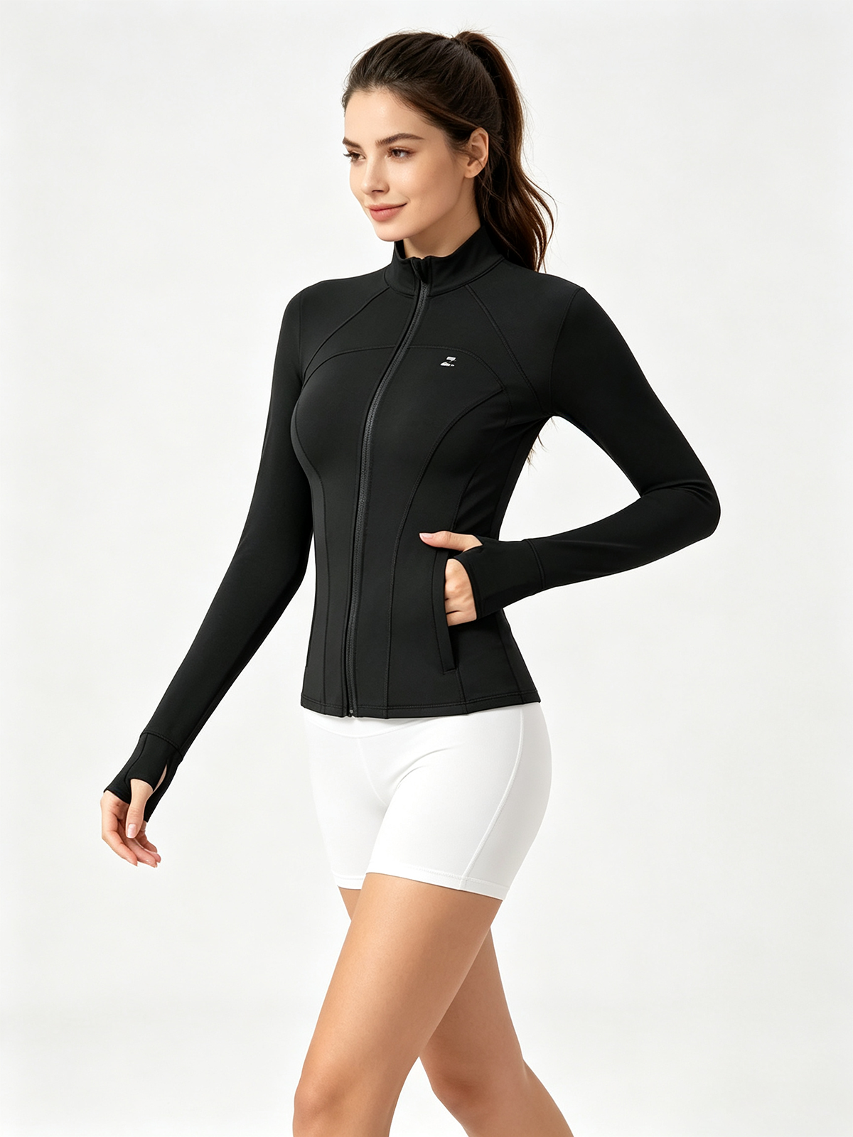 Women Stand Collar Zip Up Sun Protection Jacket, Cool Touch UV Protection Long Sleeve Coat