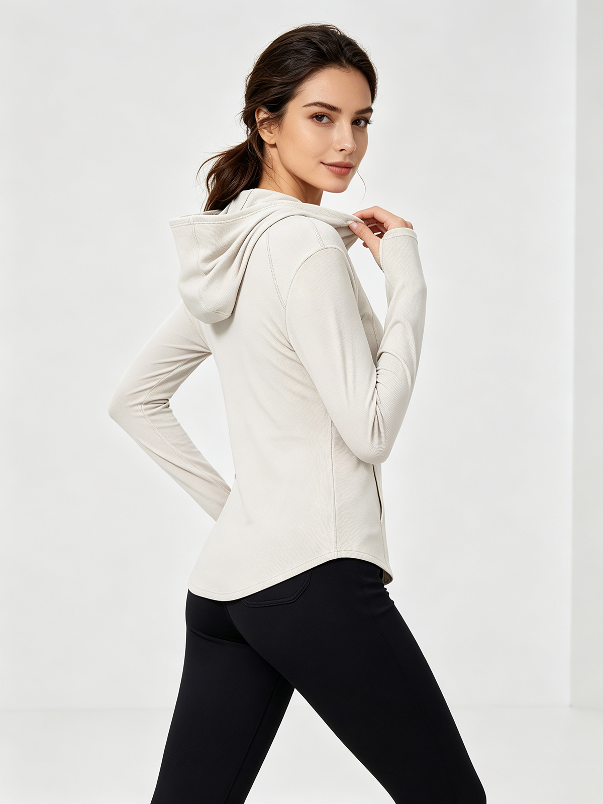 Women's Lightweight Performance Hoodie - White Activewear Top