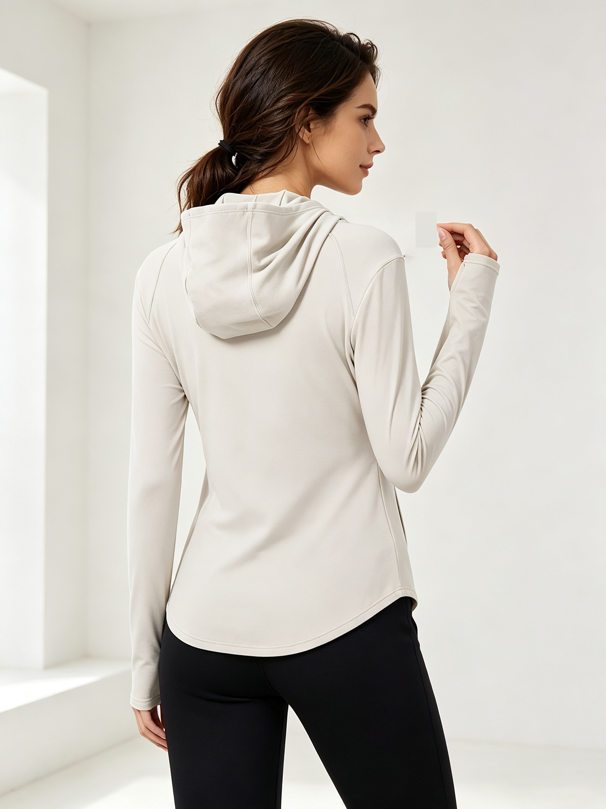 Women's Lightweight Performance Hoodie - White Activewear Top