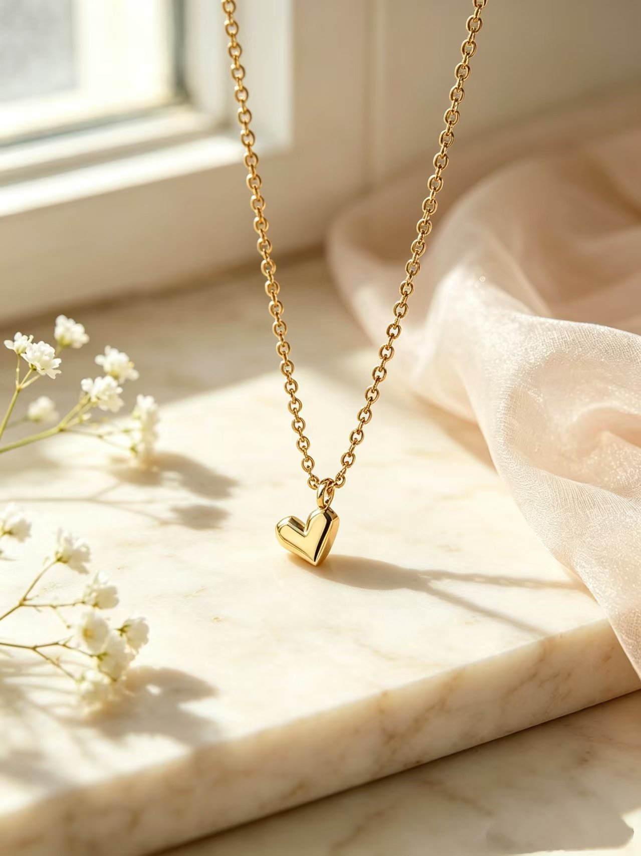 Simple Gold-Plated Heart Pendant Love Necklace Womens Couple Necklace Mens Couple Necklace Gift Jewelry Accessories