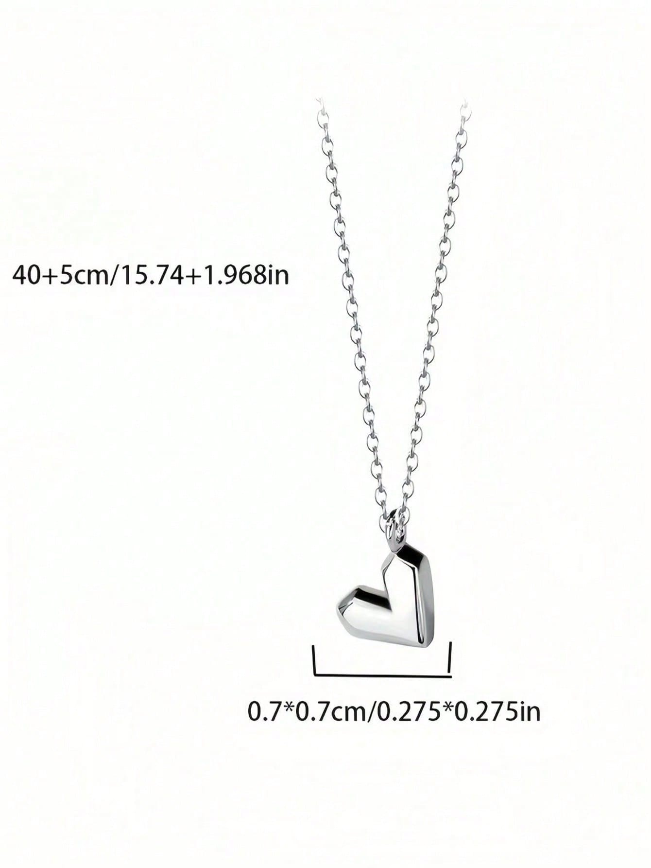 Simple Silver Heart Pendant Love Necklace Womens Couple Necklace Mens Couple Necklace Gift Jewelry Accessories