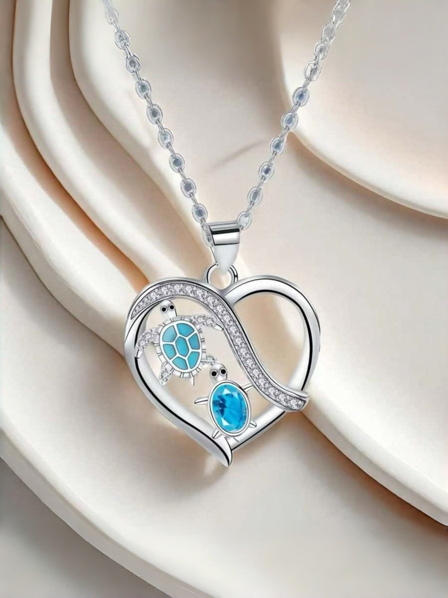 Simple love sea turtle necklace, collar chain, suitable for daily wear, Mothers Day gift, perfect gift for mom, also suitable for giving to friends.