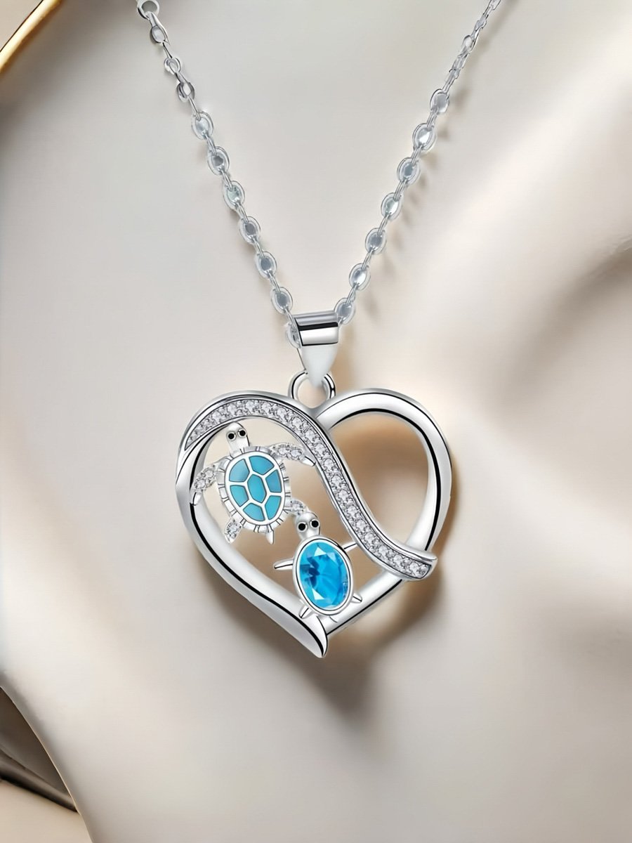 Simple love sea turtle necklace, collar chain, suitable for daily wear, Mothers Day gift, perfect gift for mom, also suitable for giving to friends.