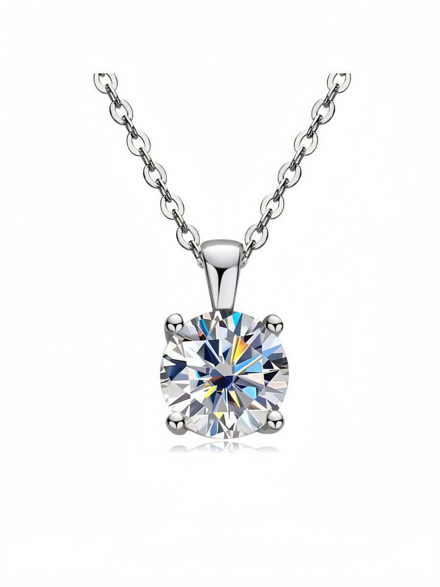 2 carat high carbon diamond necklace for women, small niche, high-end feeling, classic four-prong pendant, collar chain