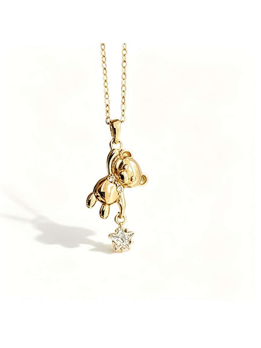 Interesting gold-plated bear necklace suitable for women, cute and unique design, collar chain, multi-functional fashion, is the perfect gift for girlfriend or best friend.