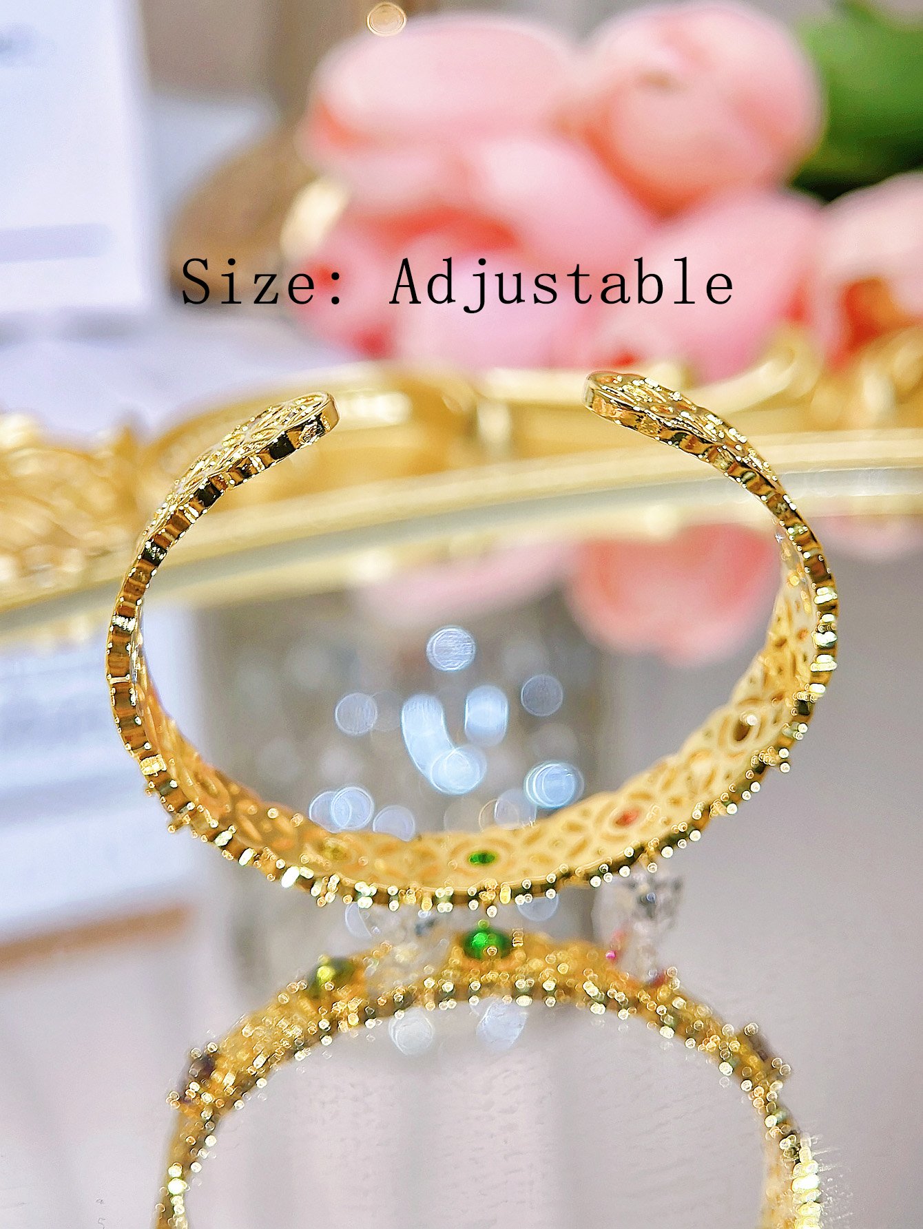 Gold Plated Zirconia Cuff Bangle for Women - Party Wear