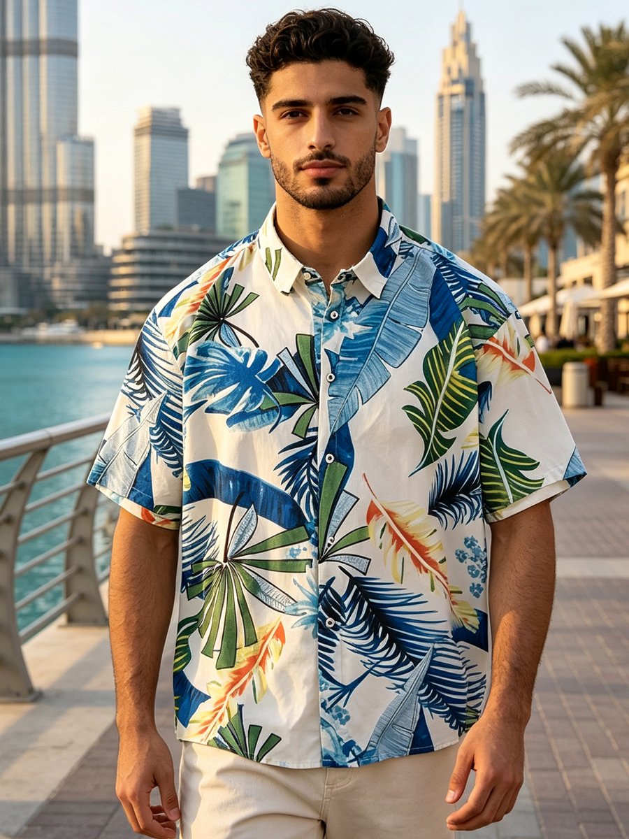 Blue Printed Relaxed Shirt
