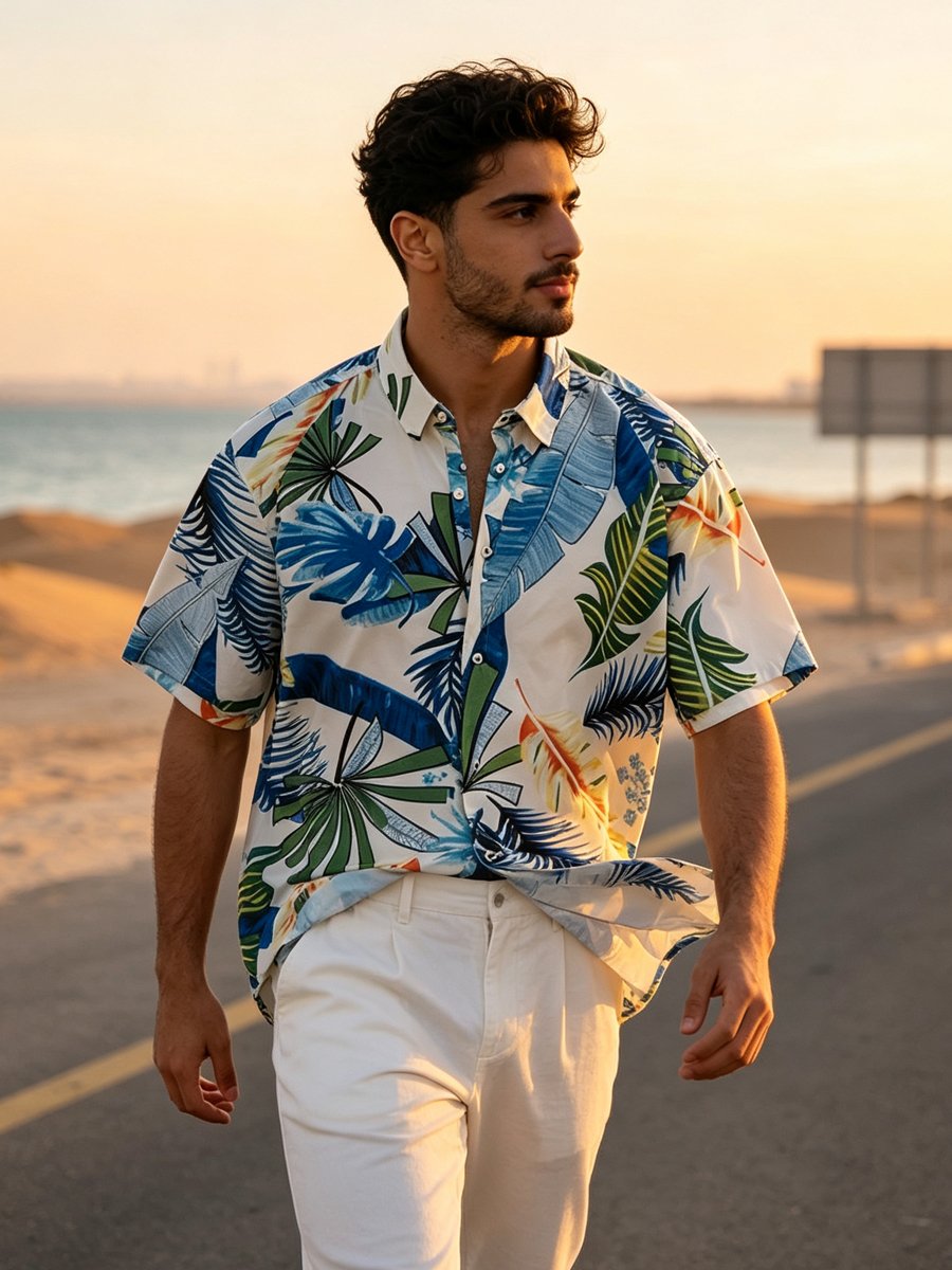 Blue Printed Relaxed Shirt