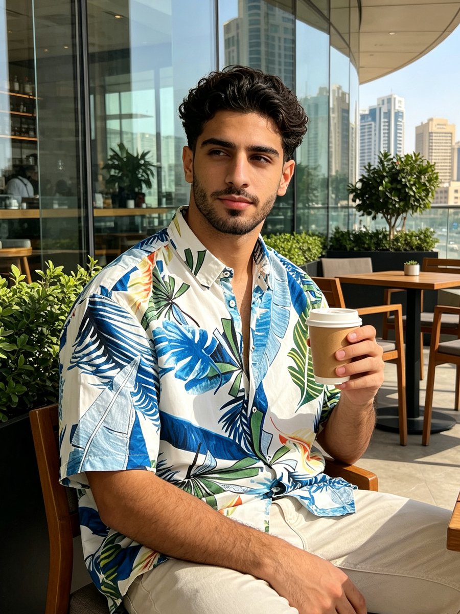 Blue Printed Relaxed Shirt