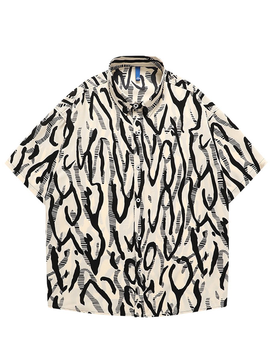 White Printed Short Sleeves Regular Shirt
