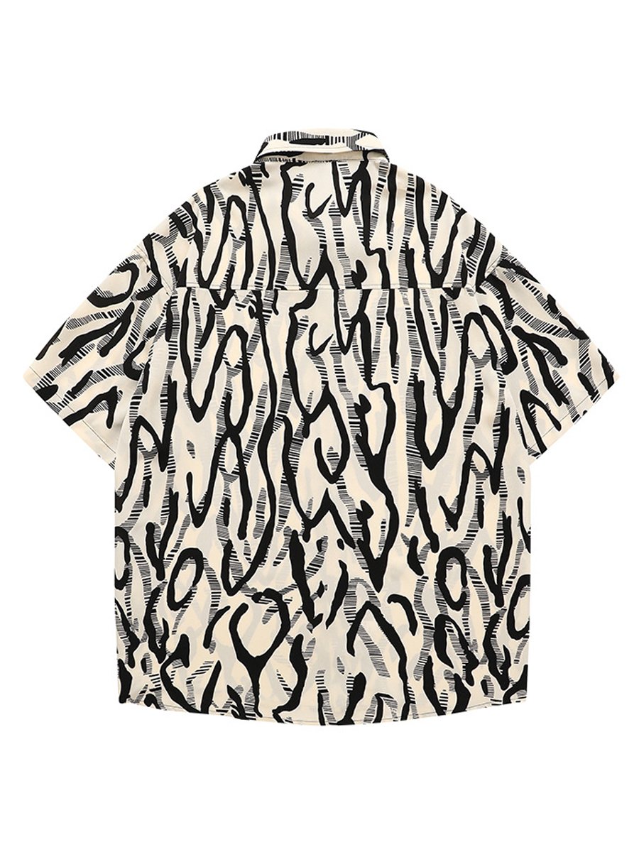 White Printed Short Sleeves Regular Shirt